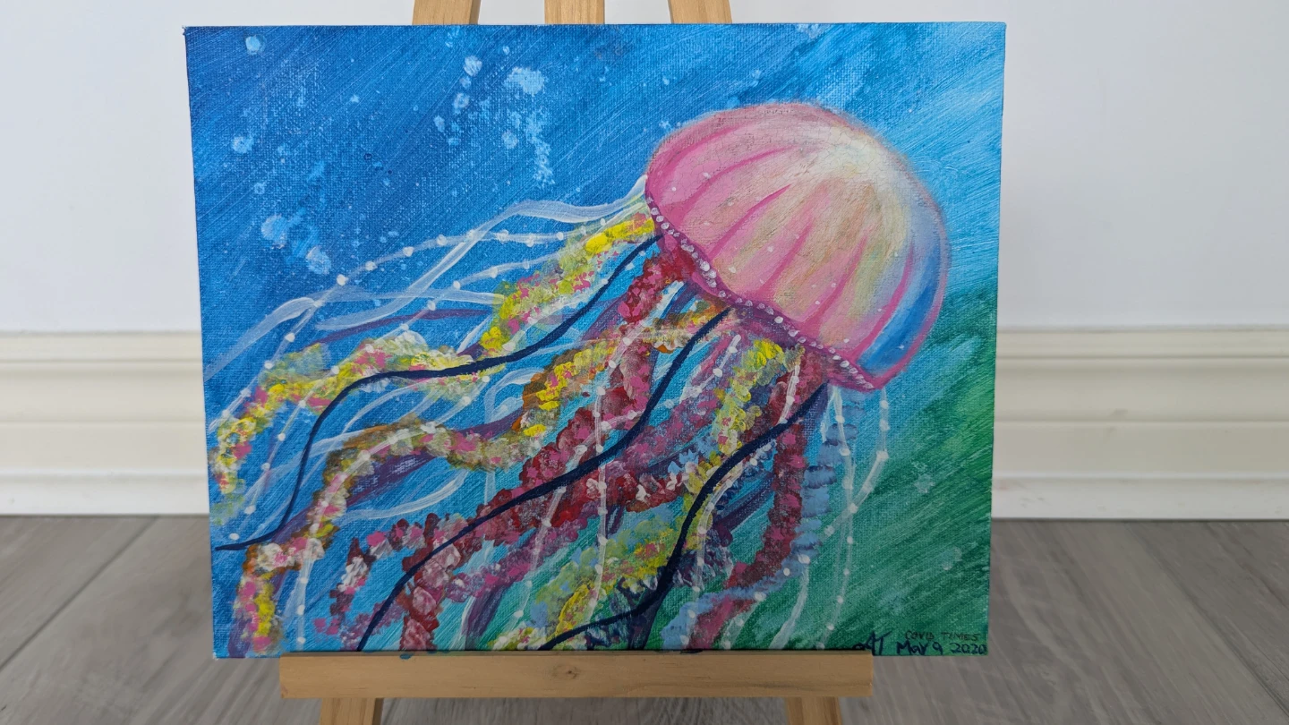 Hand-Painted Rainbow Jellyfish Painting 🌱