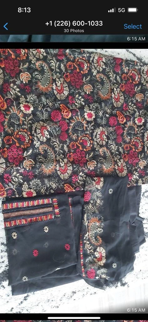 Black Embroidered 3-Piece Unstitched Suit