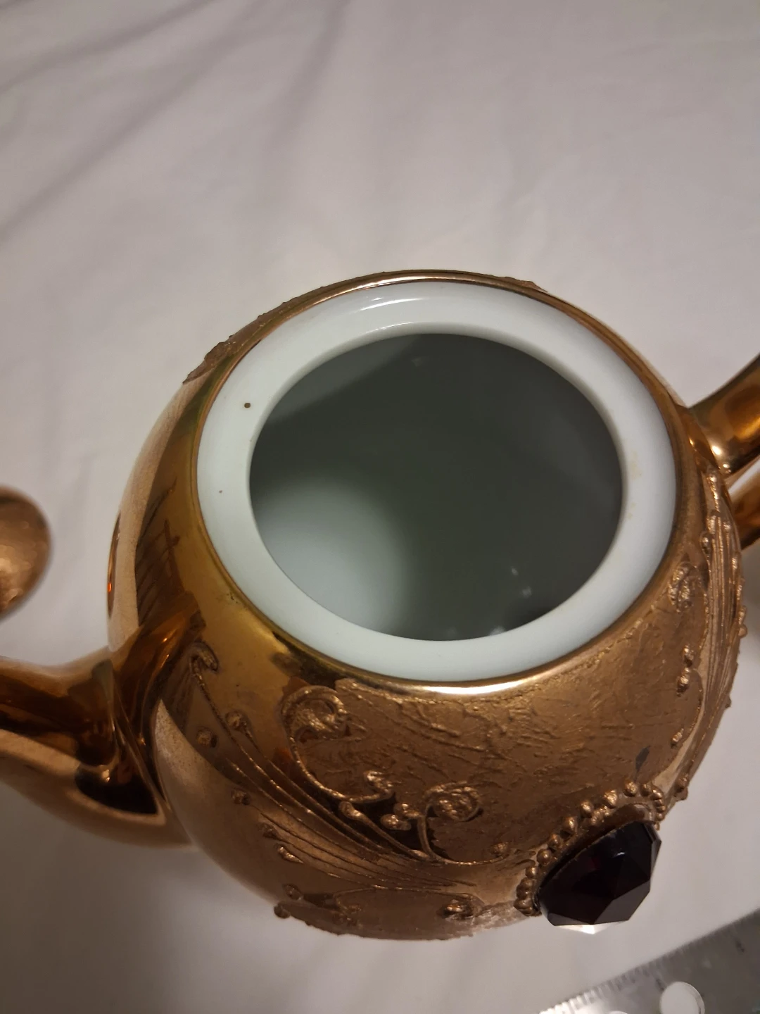 Gold-tone Creamer with Red Jewel Accent - photo 5