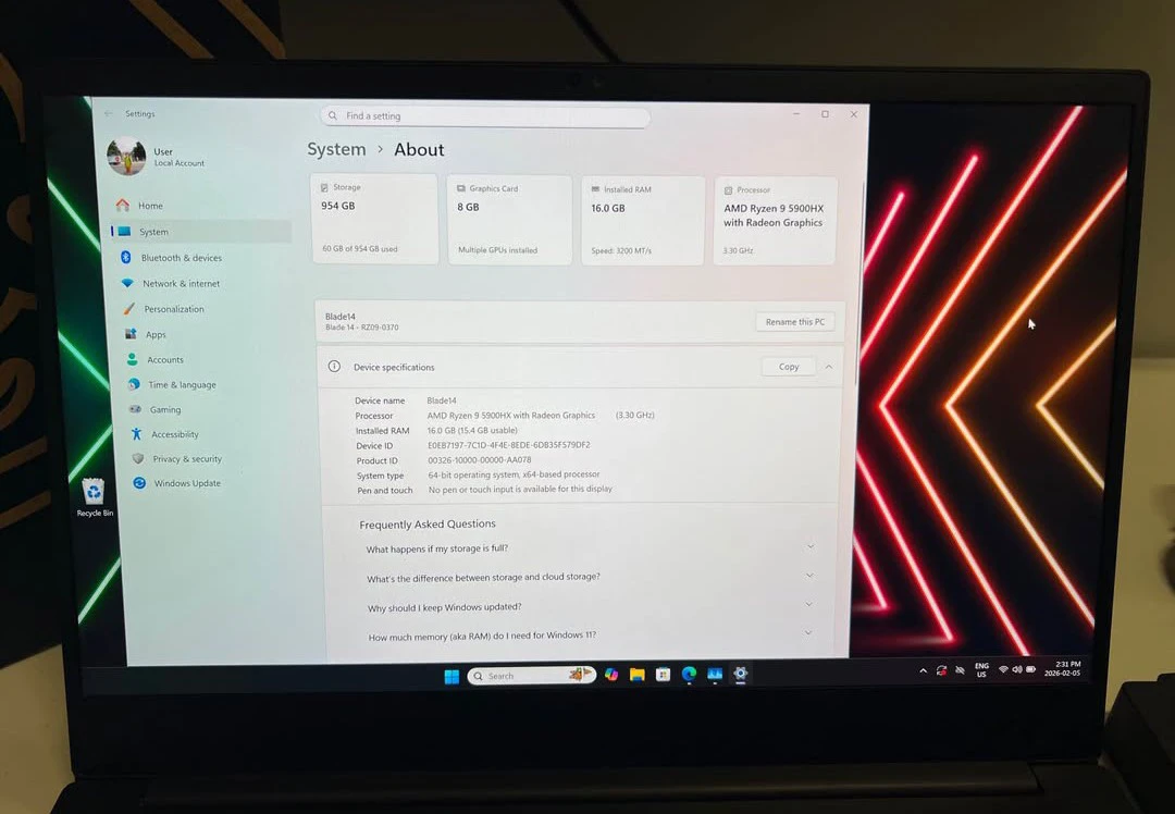 2021 Razer Blade 14 Ryzen 9 RTX 3070 Gaming Laptop - photo 2