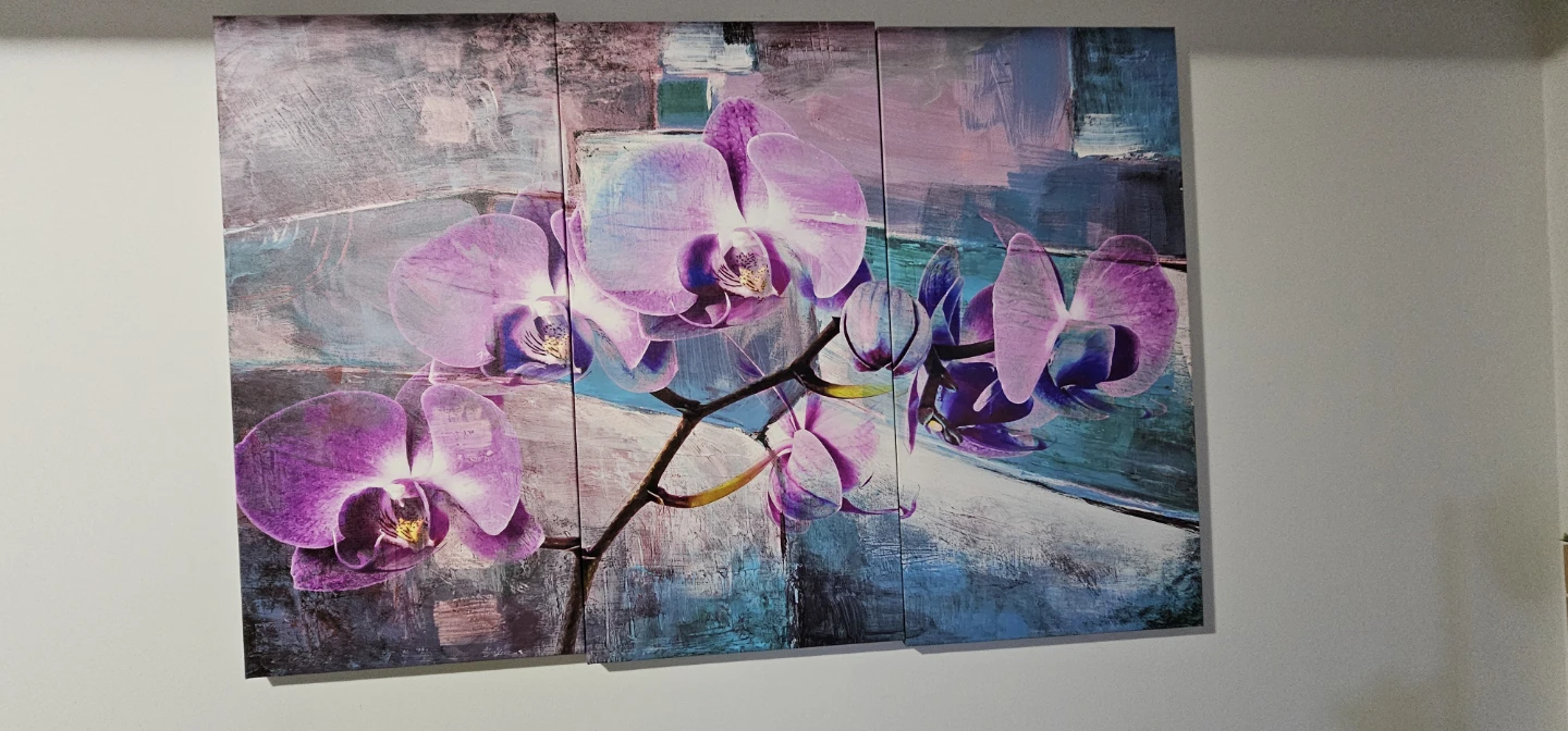 Triptych Wall Art - Purple Orchids