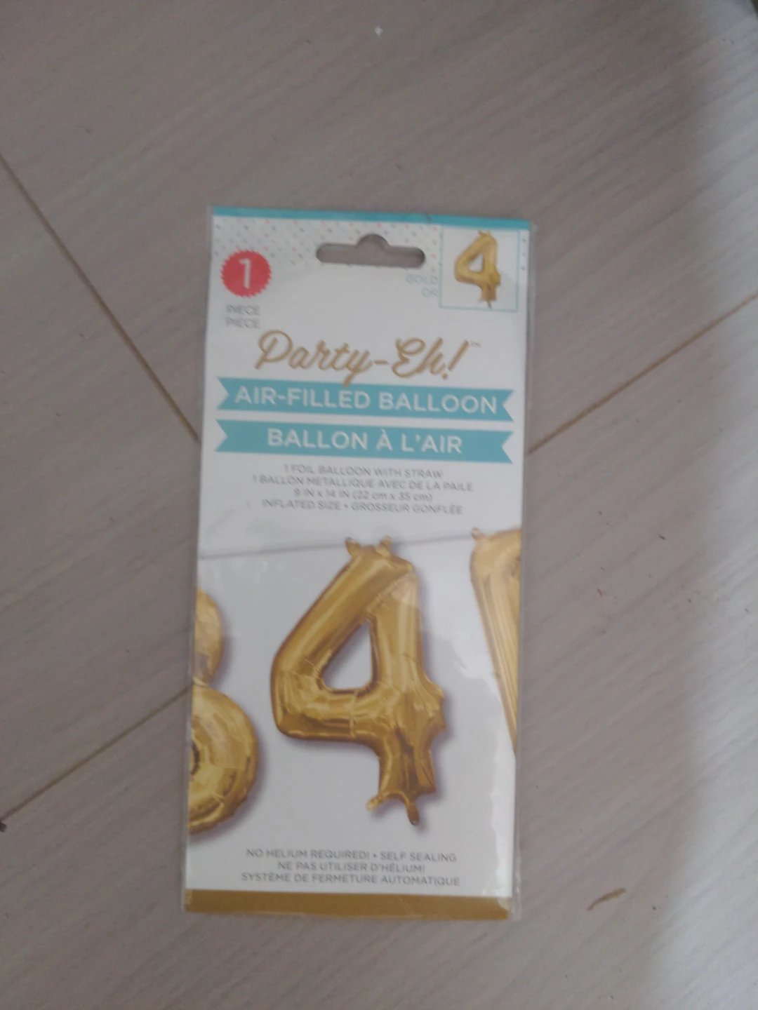 Gold Number 4 Air-Filled Balloon