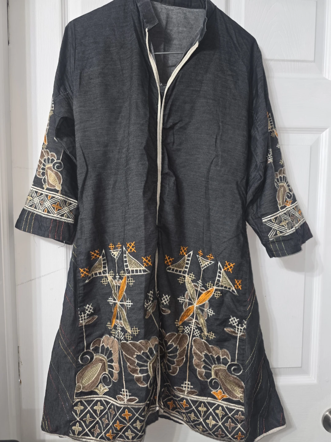 Embroidered denim shirt
