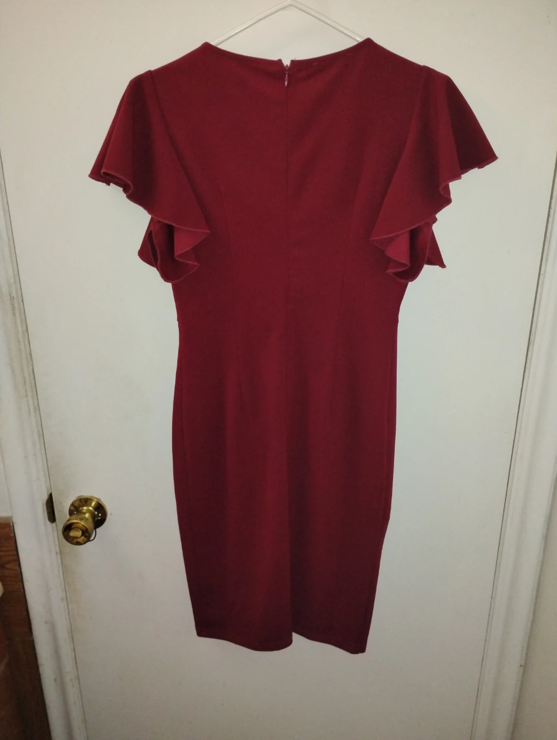 iHot Women's Burgundy Ruffle Sleeve Dress - Size S - photo 3