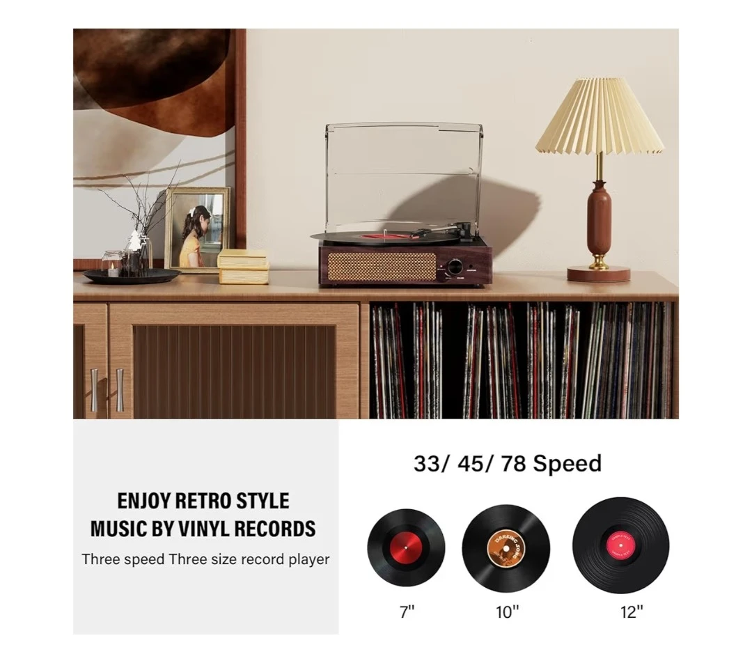 3 Speed Vinyl Record Player with Bluetooth - photo 4
