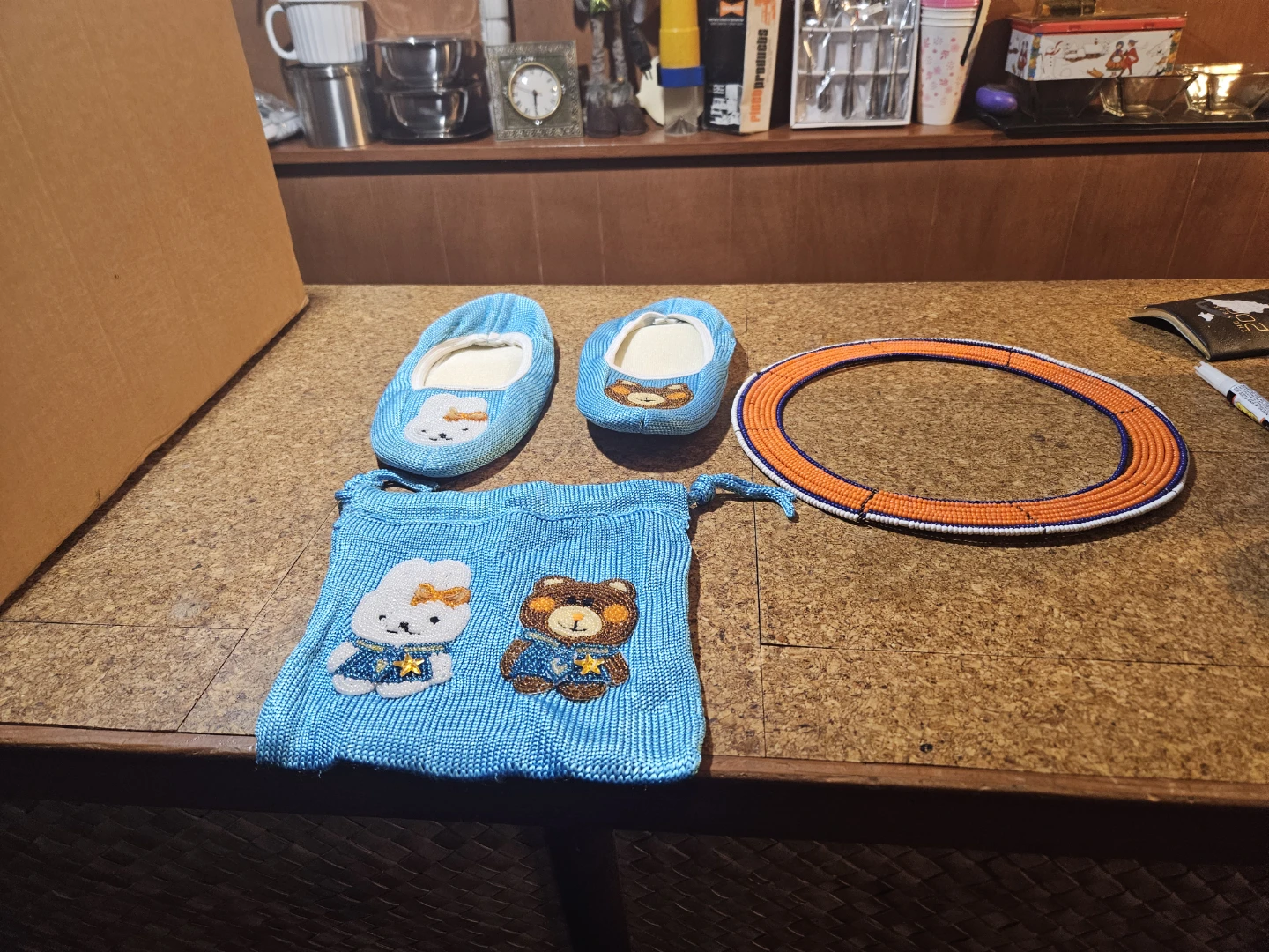 Blue Baby Booties with Bear and Bunny & Beaded Necklace Set - photo 2