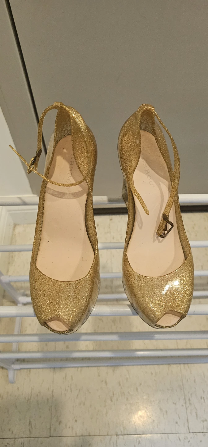 Bamboo Gold Glitter Wedge Heels - photo 2
