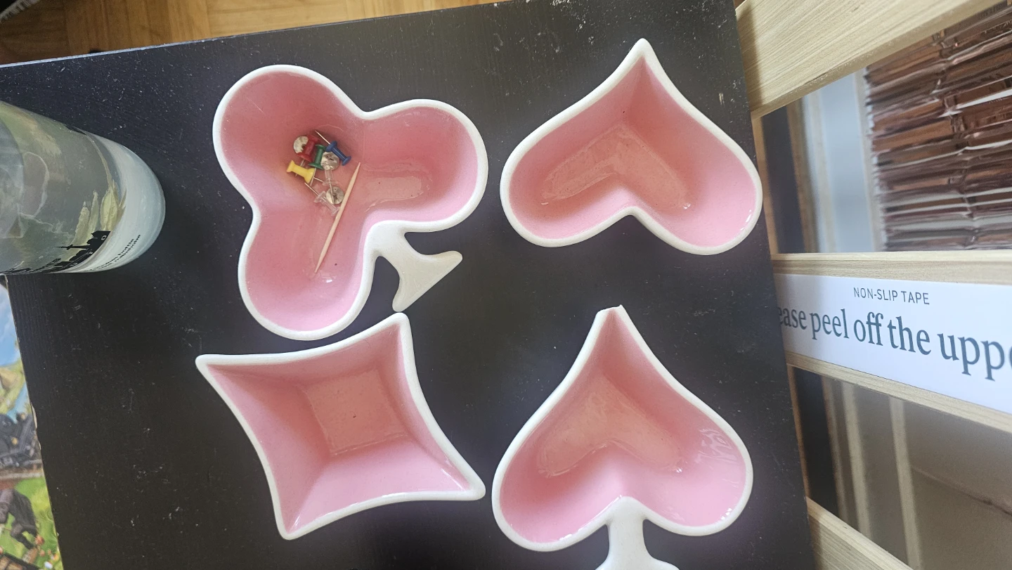 Michaels Pink Ceramic Playing Card Shape bowls