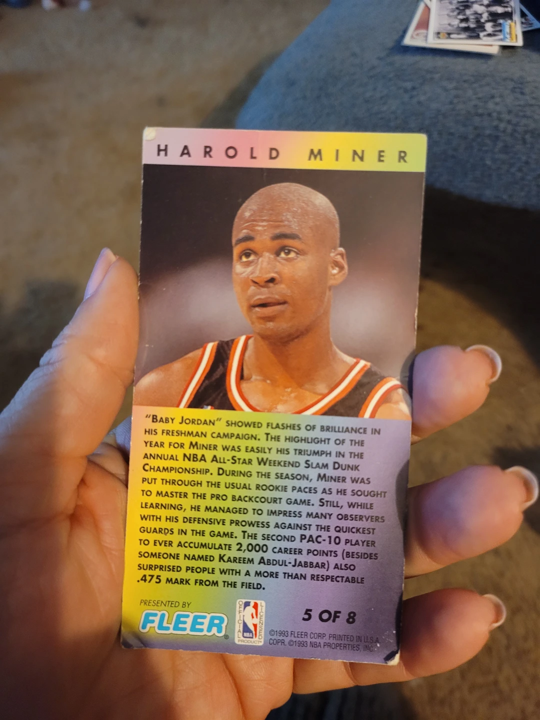 1993-94 Fleer Harold Miner NBA Jam Session Basketball Card - photo 2