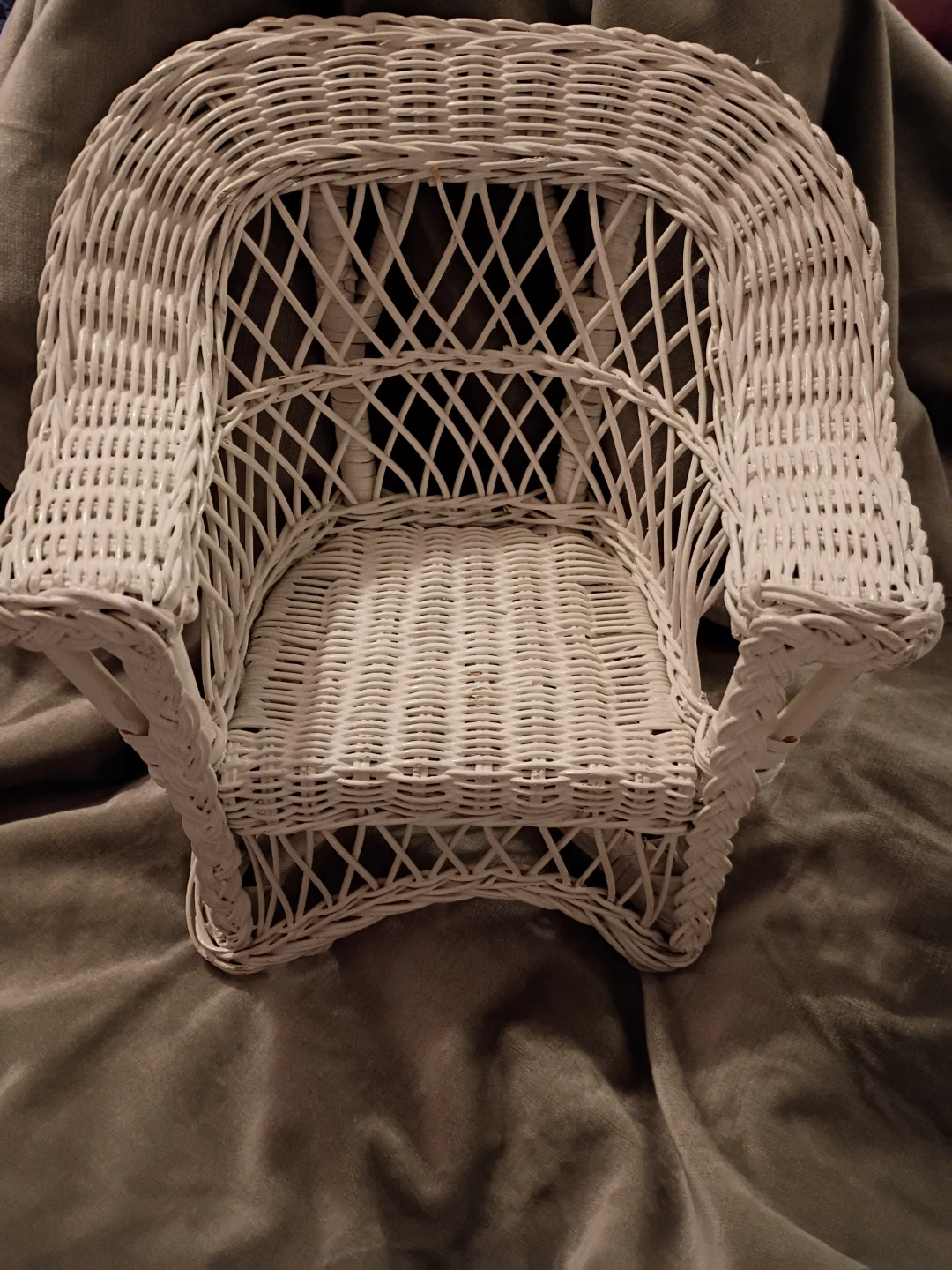 White Wicker Doll Chair