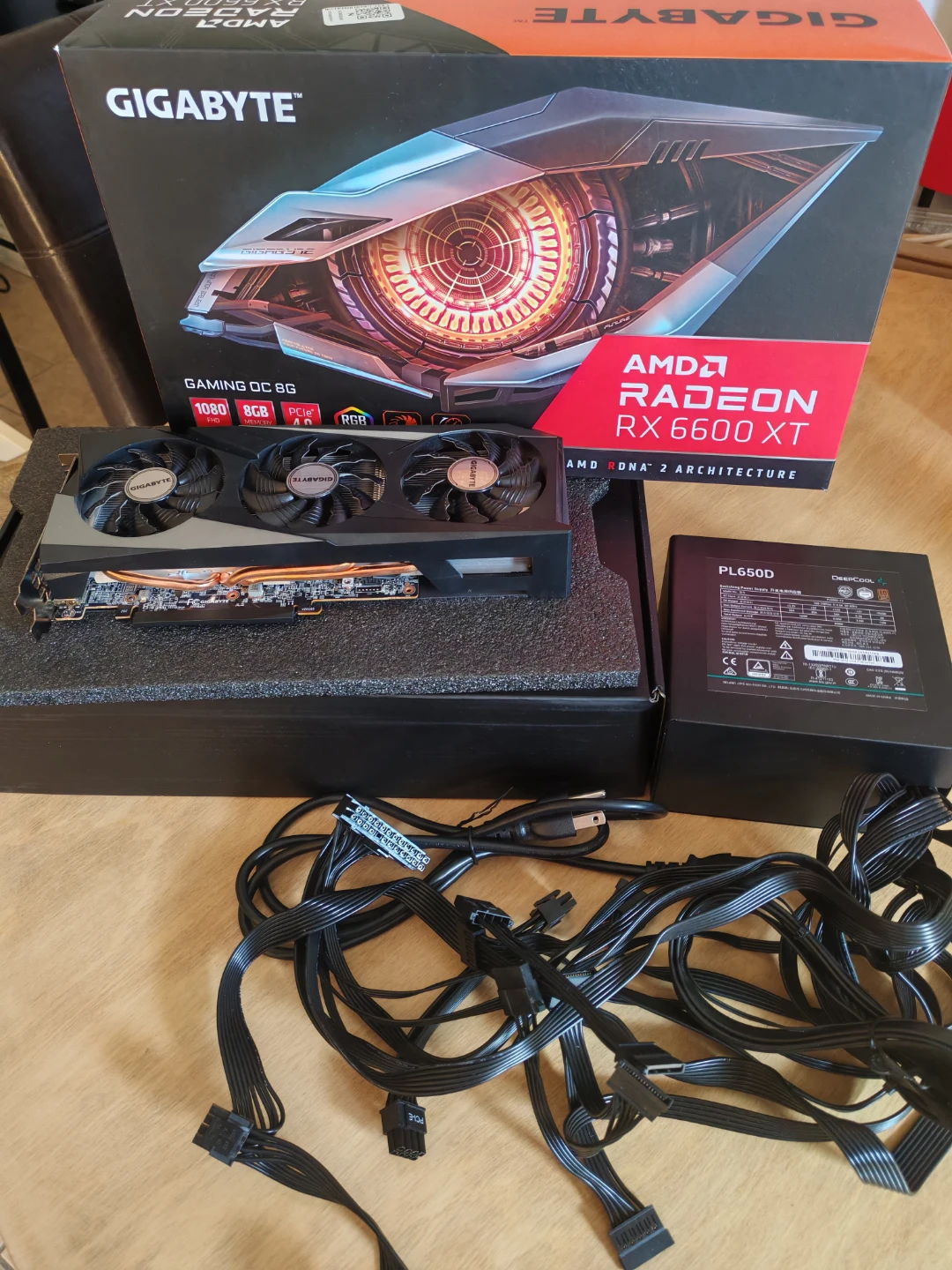 Gigabyte Rodeon RX 6600XT 8GB GPU + Deepcool PL650D Power Supply