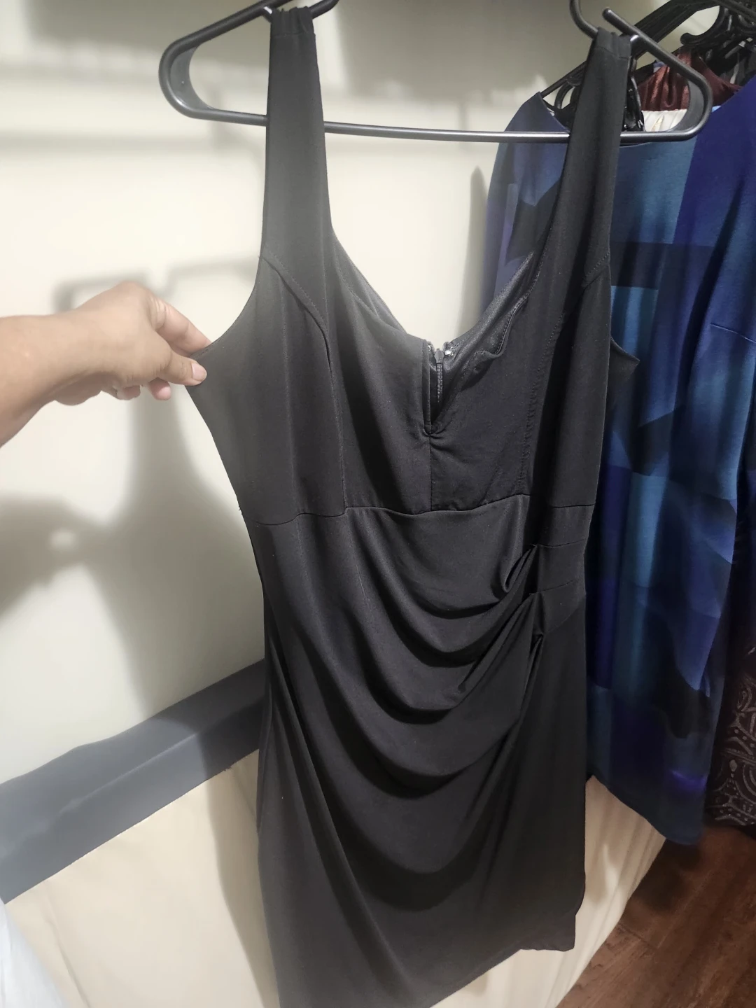 Le Château Black Ruched Sheath Dress