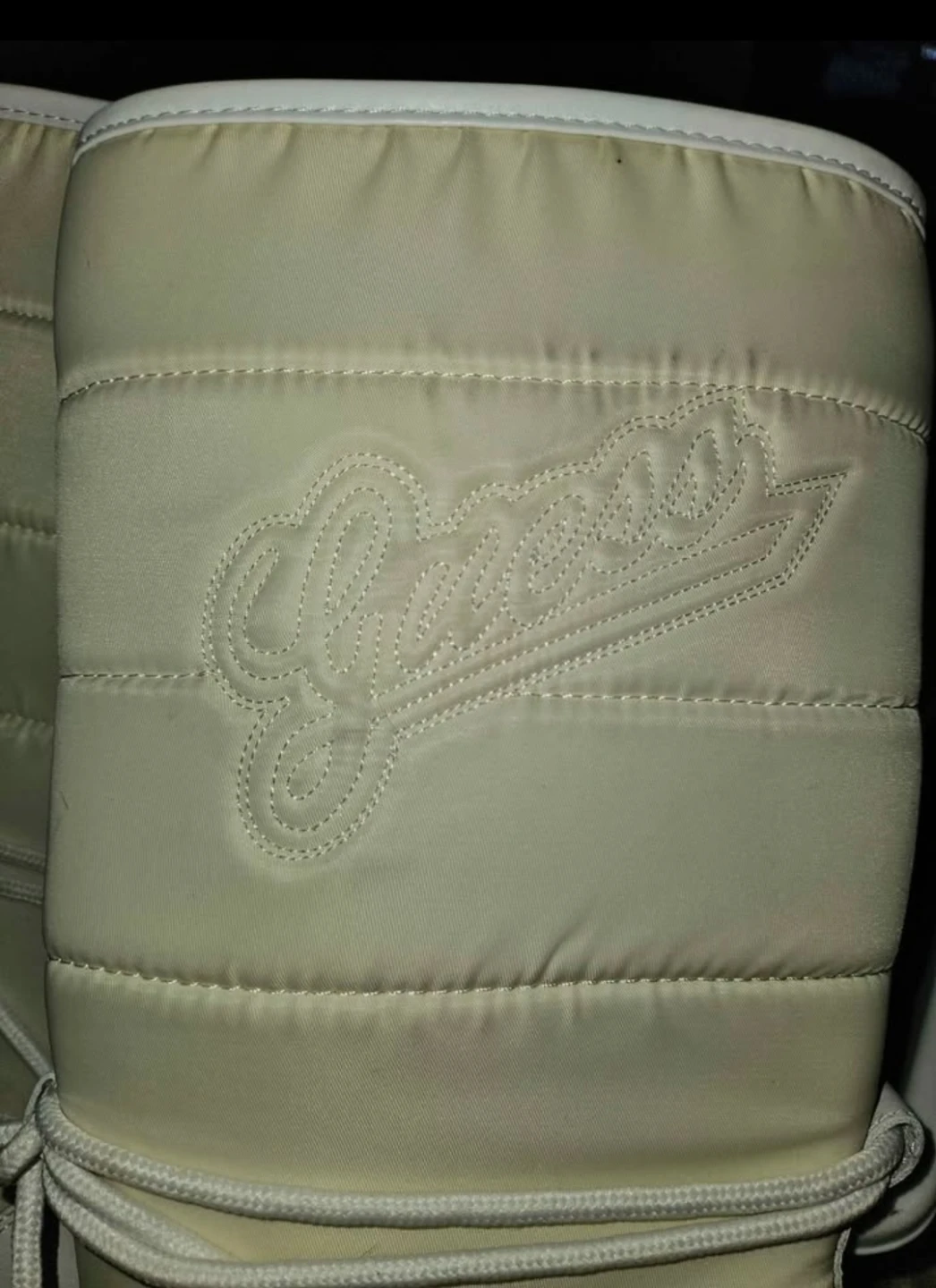 Cream Puffer Wedge Boots with White Laces