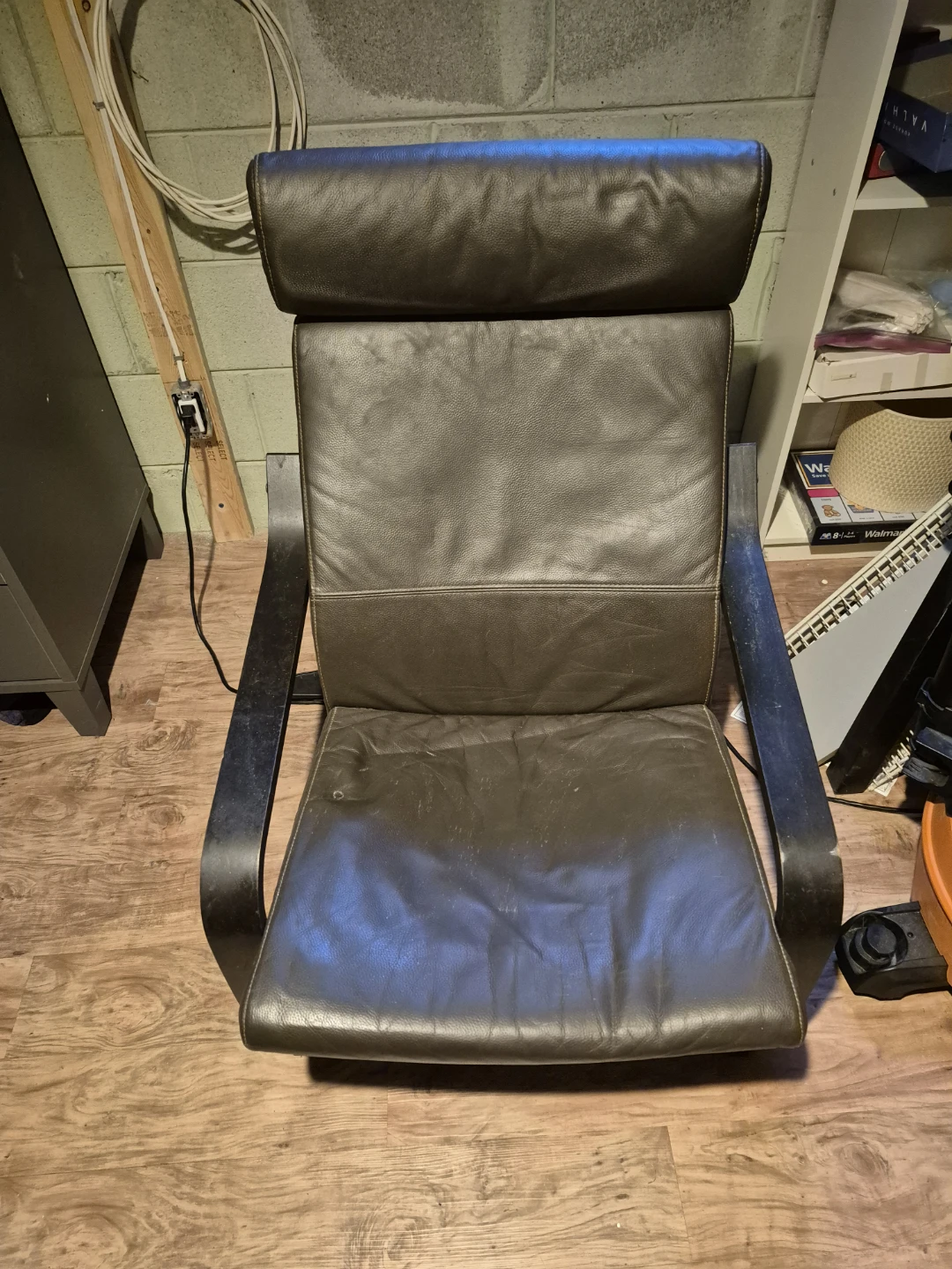 Leather Accent Chair with Ottoman
