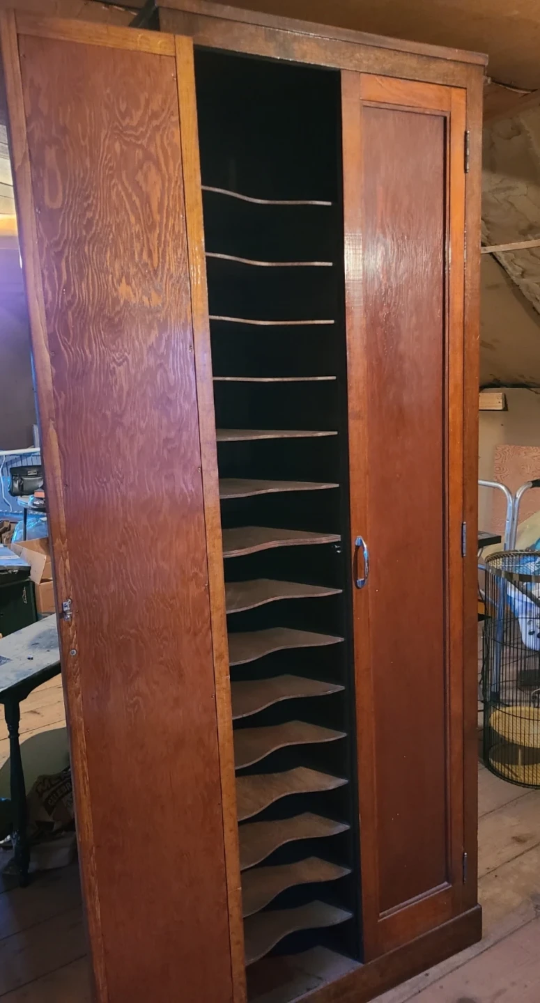 Vintage Wooden Cabinet with Multiple Shelves - photo 2