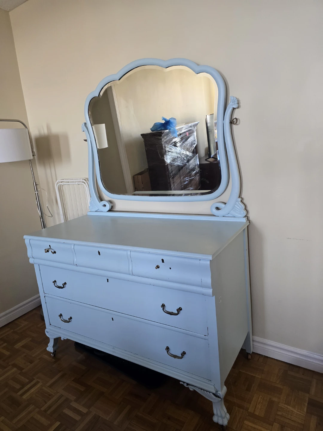 Light Blue Dresser with Mirror