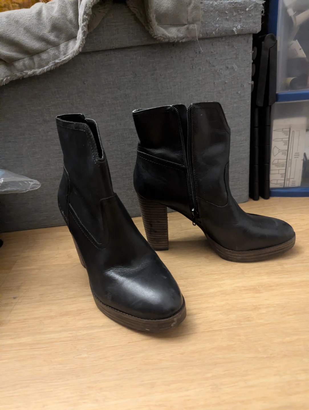 Lucky Brand Black Leather Zip Platform Boots