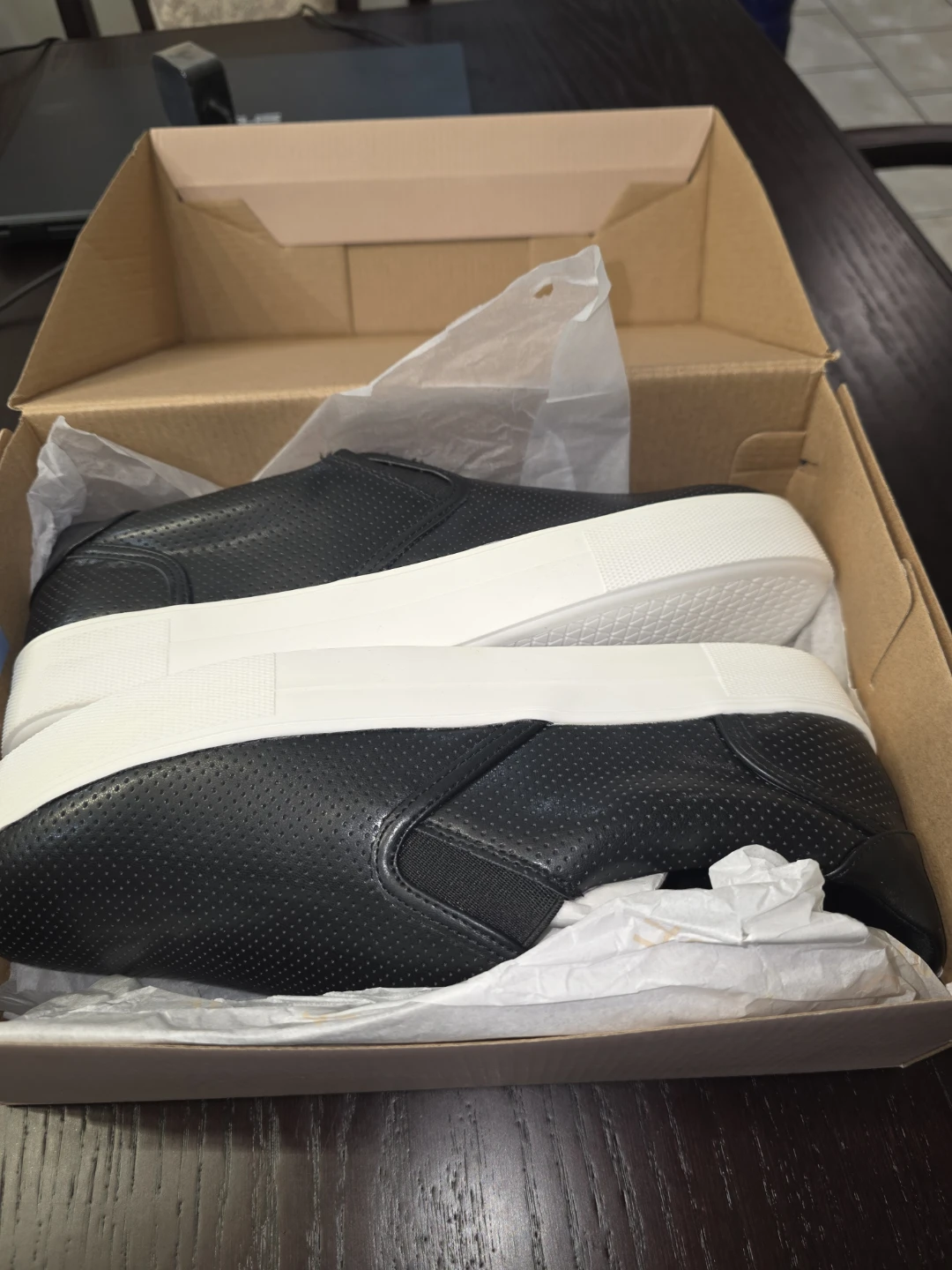 Black perforated slip-on sneakers women's - photo 2