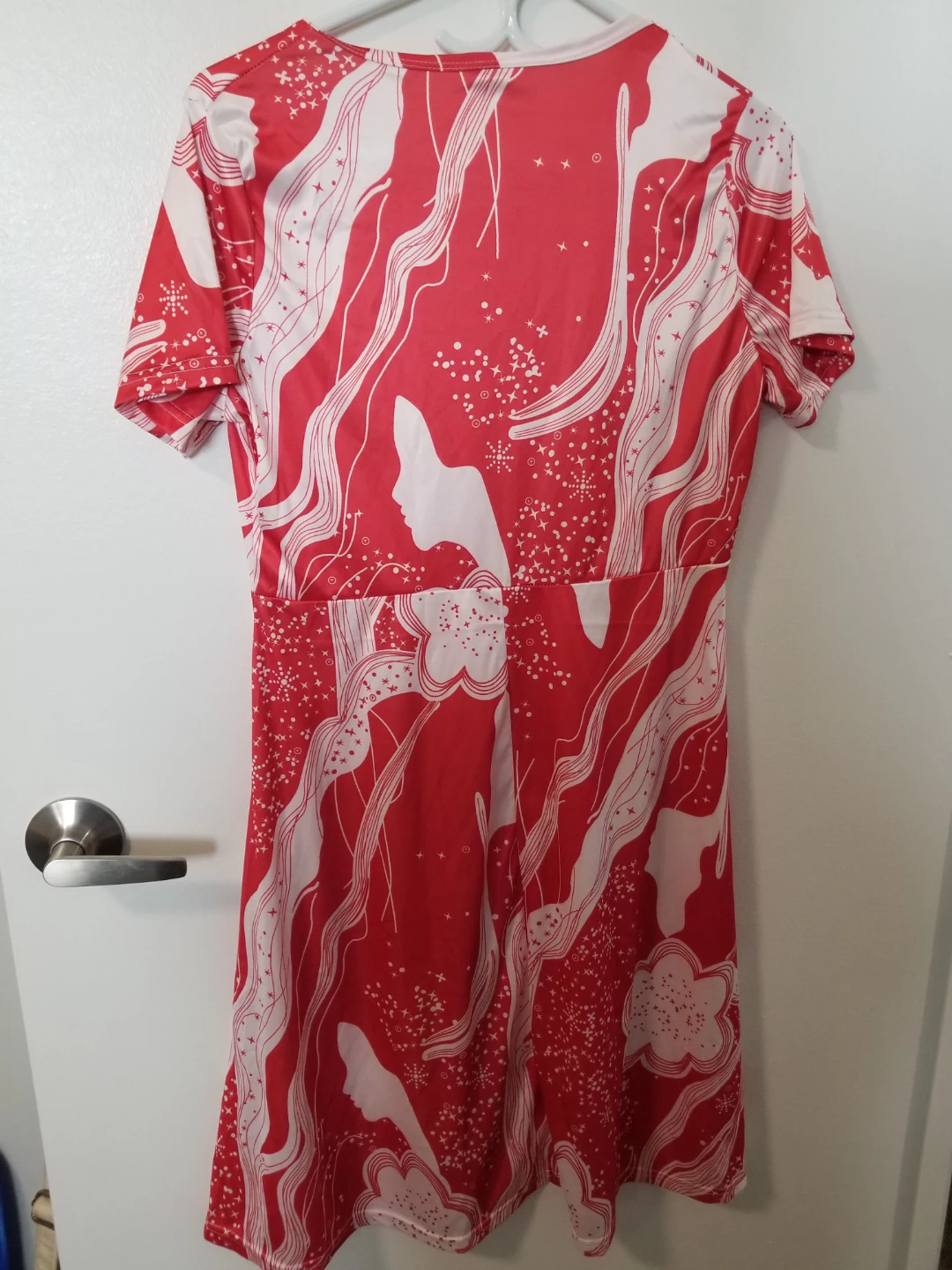 Women's Red & White Patterned Short Sleeve Dress - photo 2