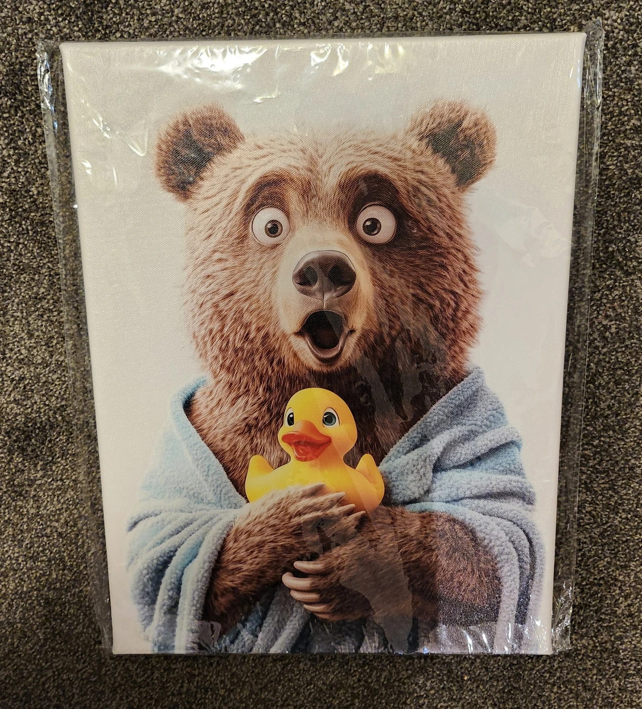 Bear with Rubber Duck Canvas Print Wall Art