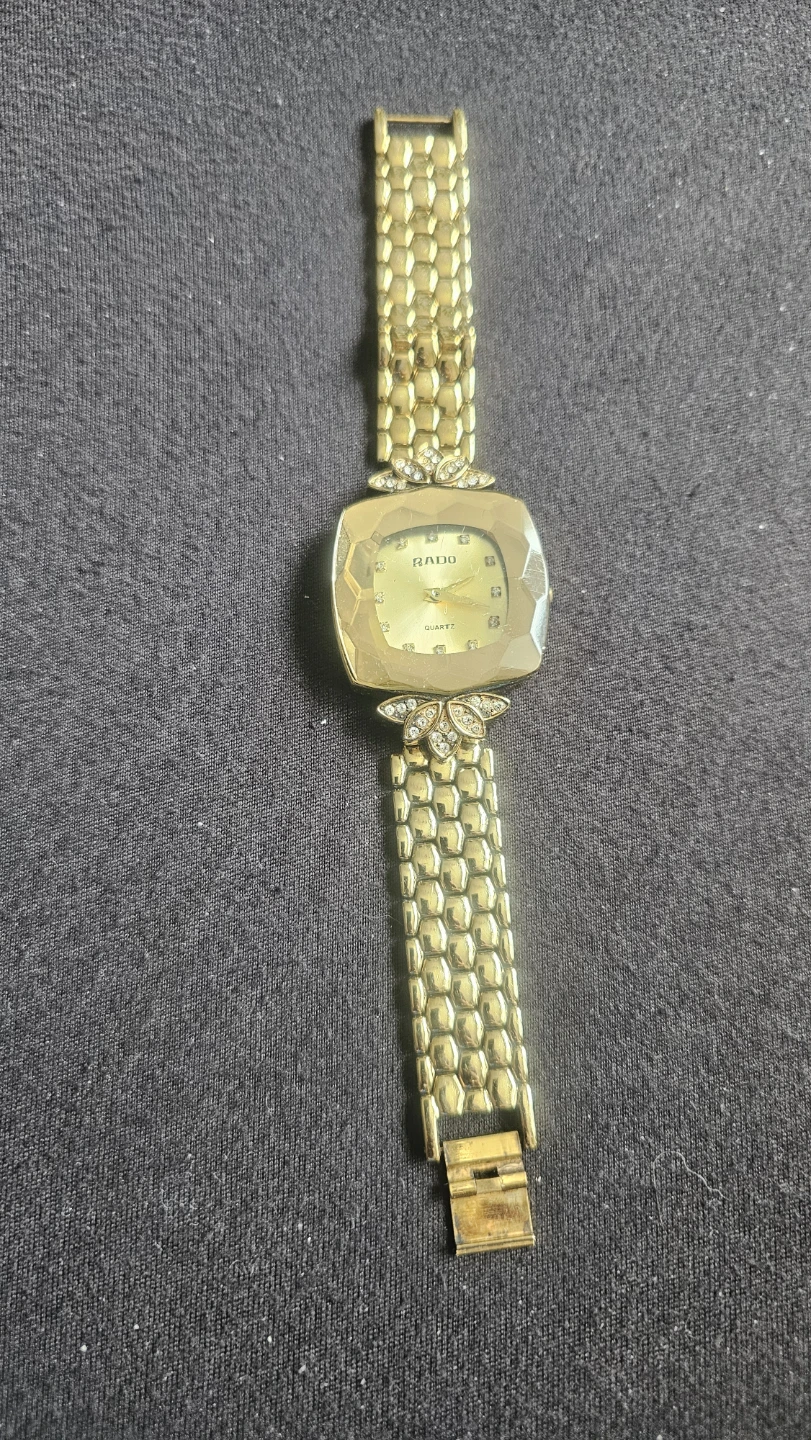Rado Quartz Women's Watch - Gold Tone with Rhinestone Accents