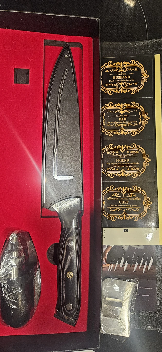 Chef's Knife with Black Wood Handle in Gift Box