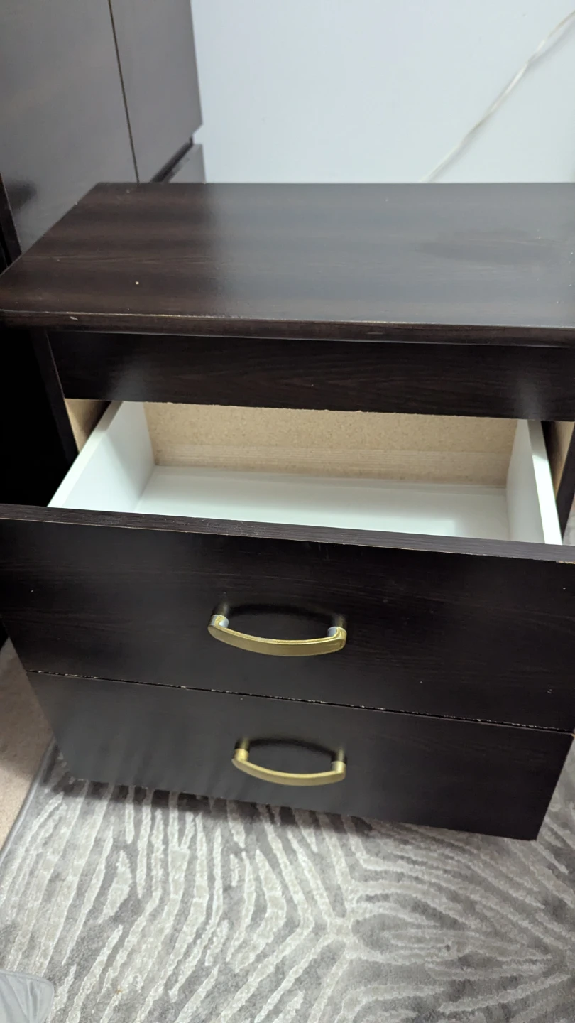 Dark Brown 2-Drawer Nightstand - photo 2