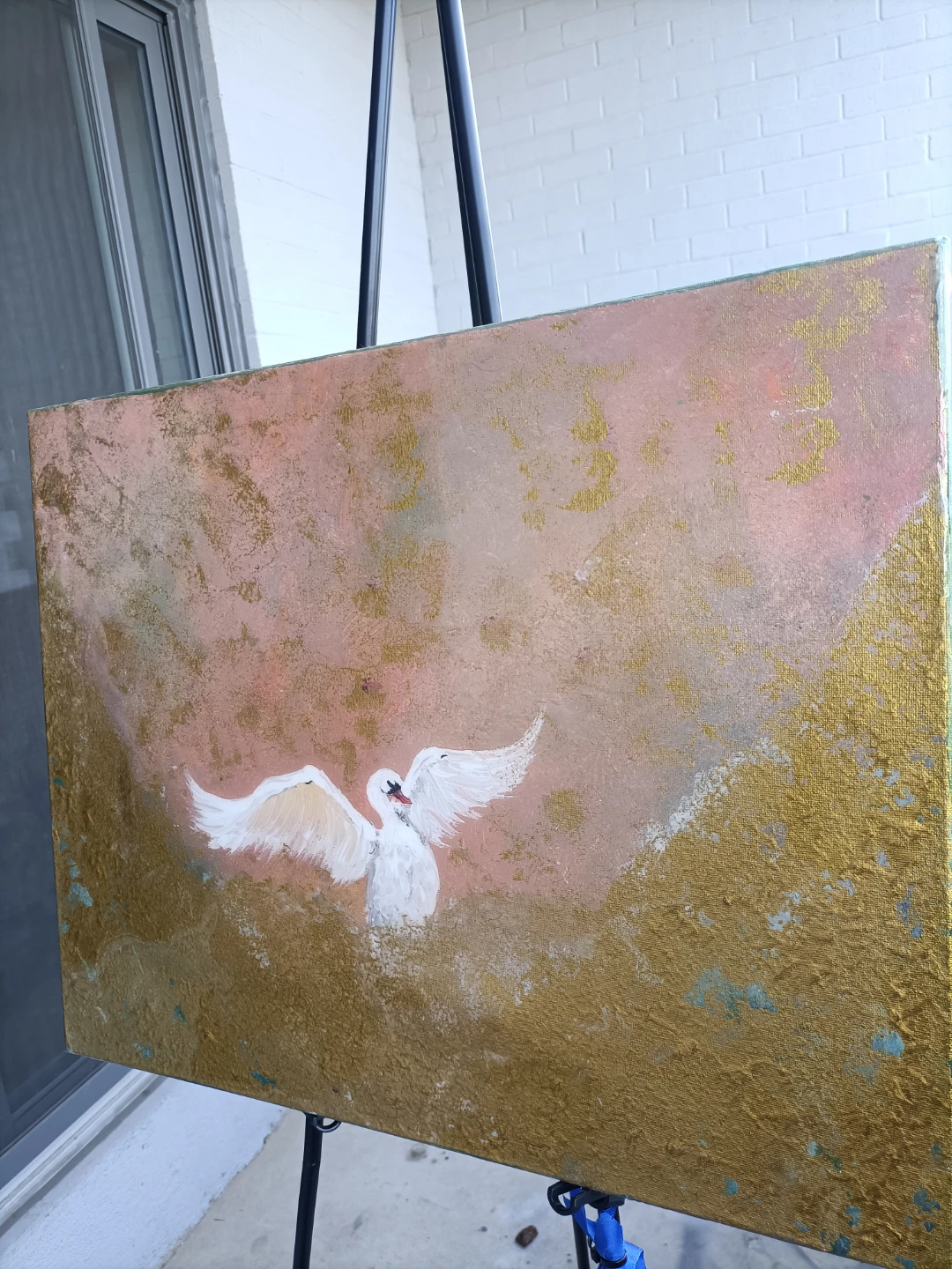 Original Painting - Swan with Wings Spread with resin coating - photo 2