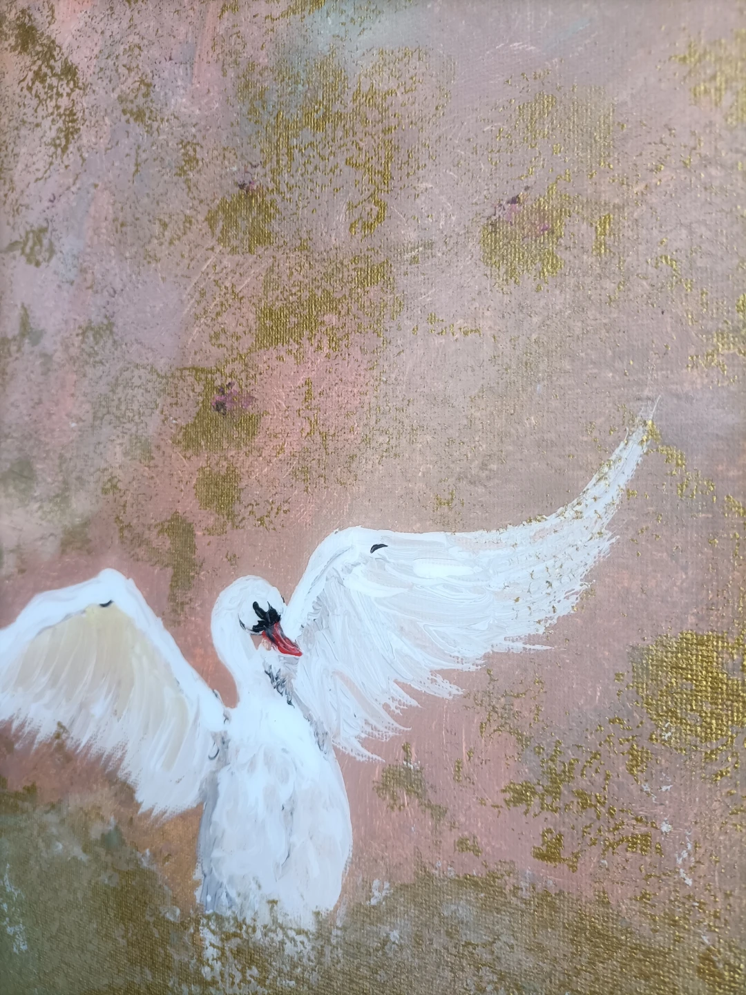 Original Painting - Swan with Wings Spread with resin coating - photo 3