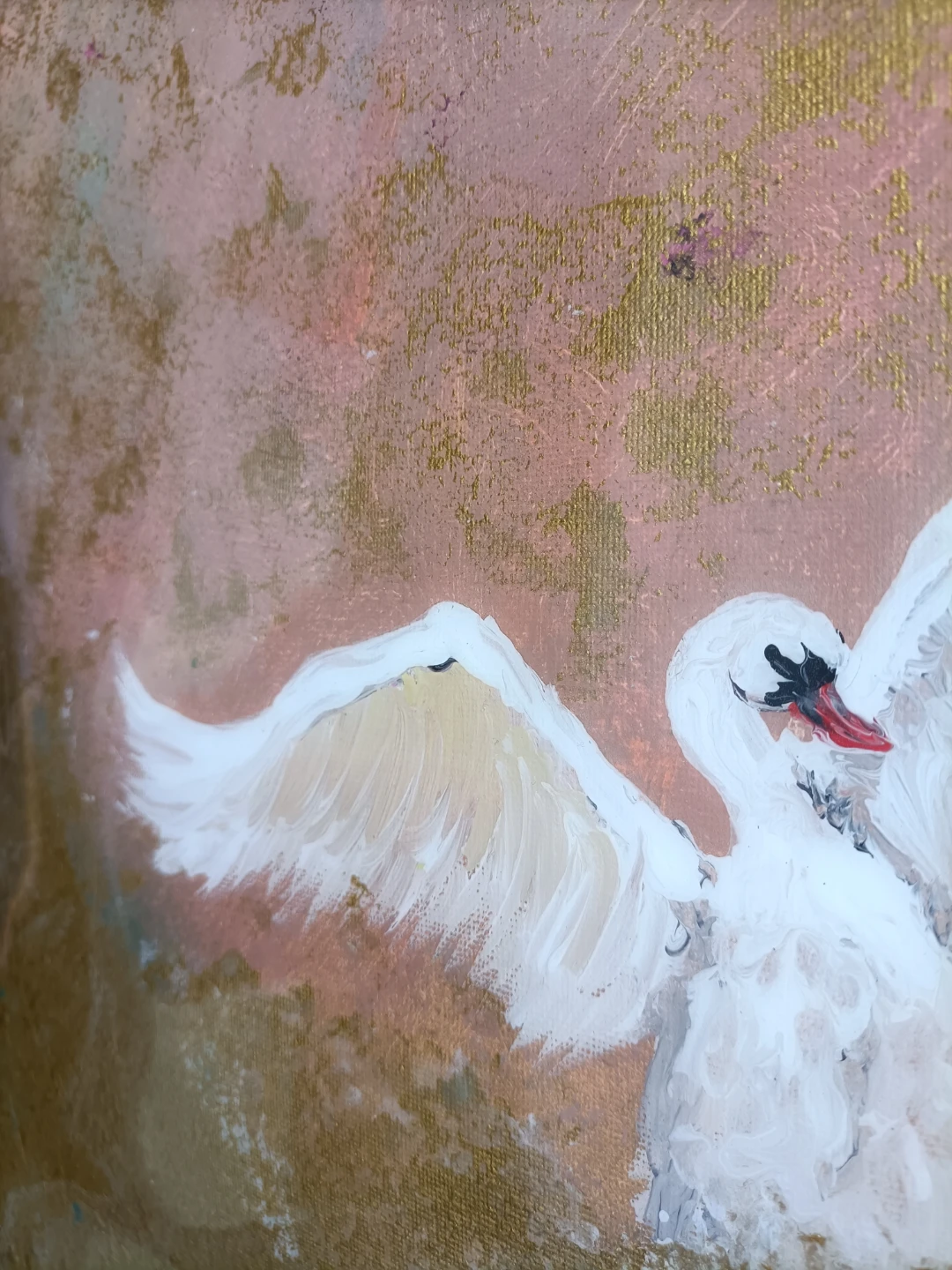 Original Painting - Swan with Wings Spread with resin coating - photo 4