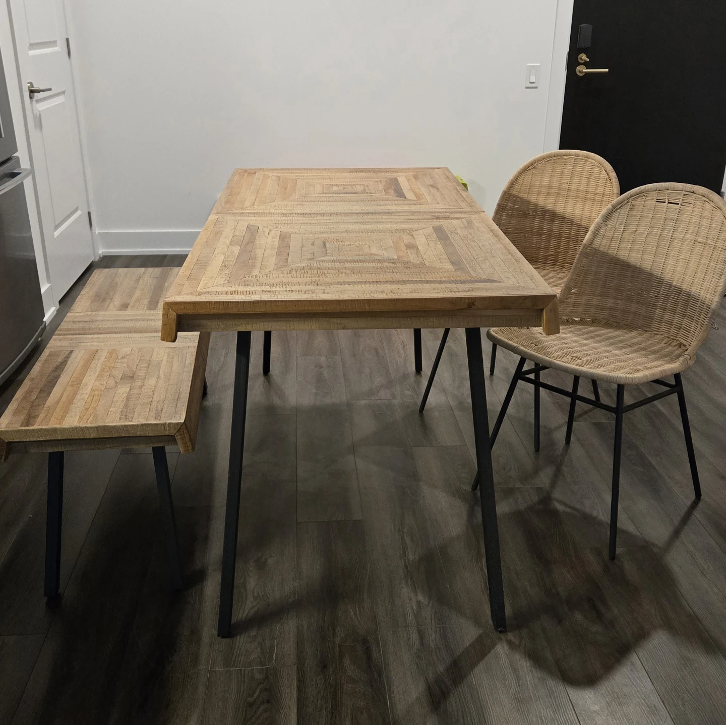 COMPLETE Structube "Zak" Dining Set + 2 Rattan Chairs