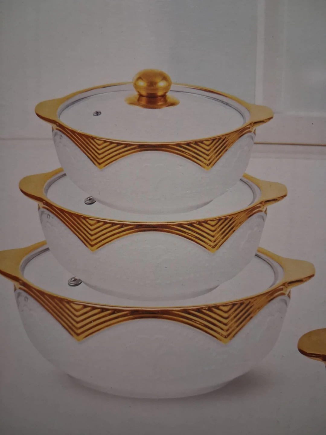 Set of 3 White Serving Casserole Dishes with Lids - photo 3