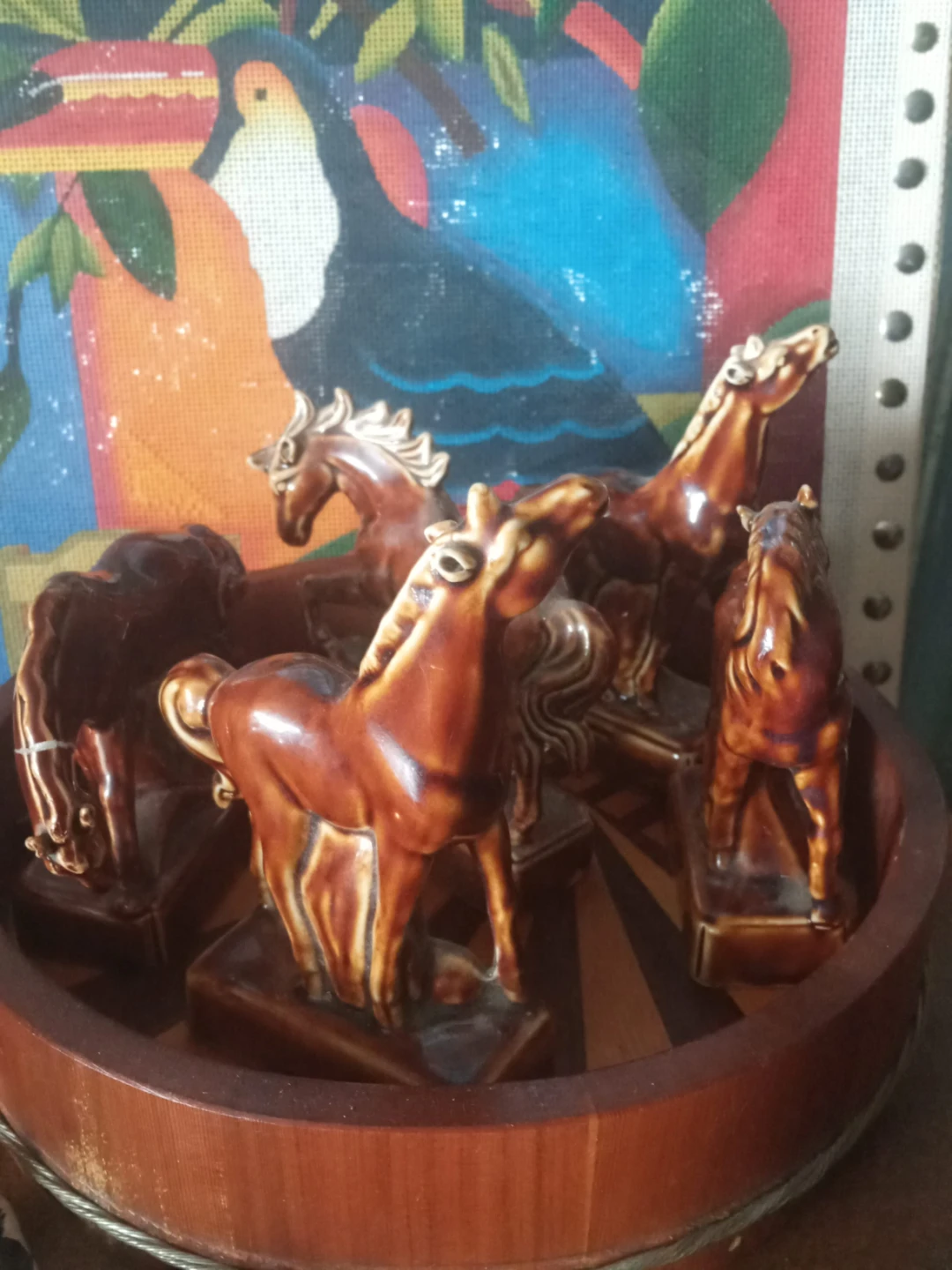 Set of 5 ceramic horses