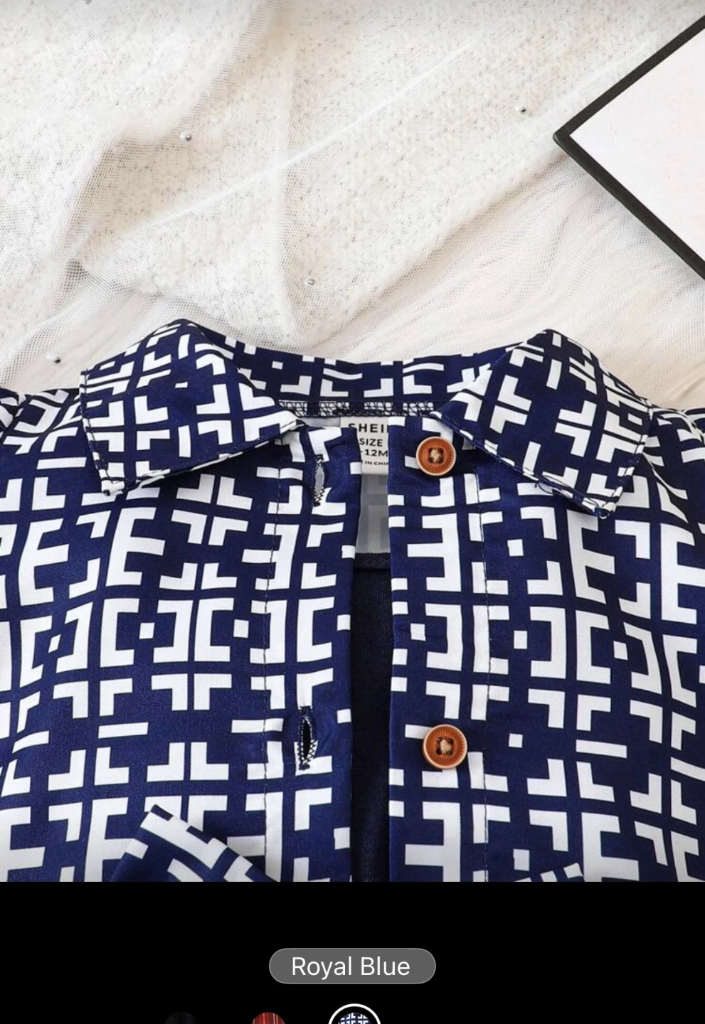 SHEIN Girls' Royal Blue Geometric Print Dress Set - photo 5