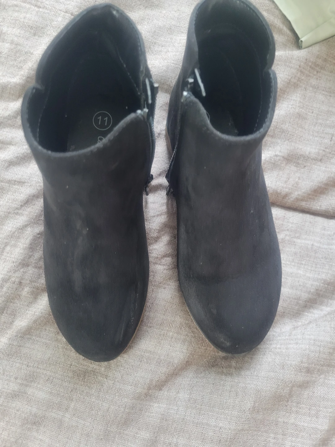 Cat & Jack Black Suede Ankle Boots Size 11