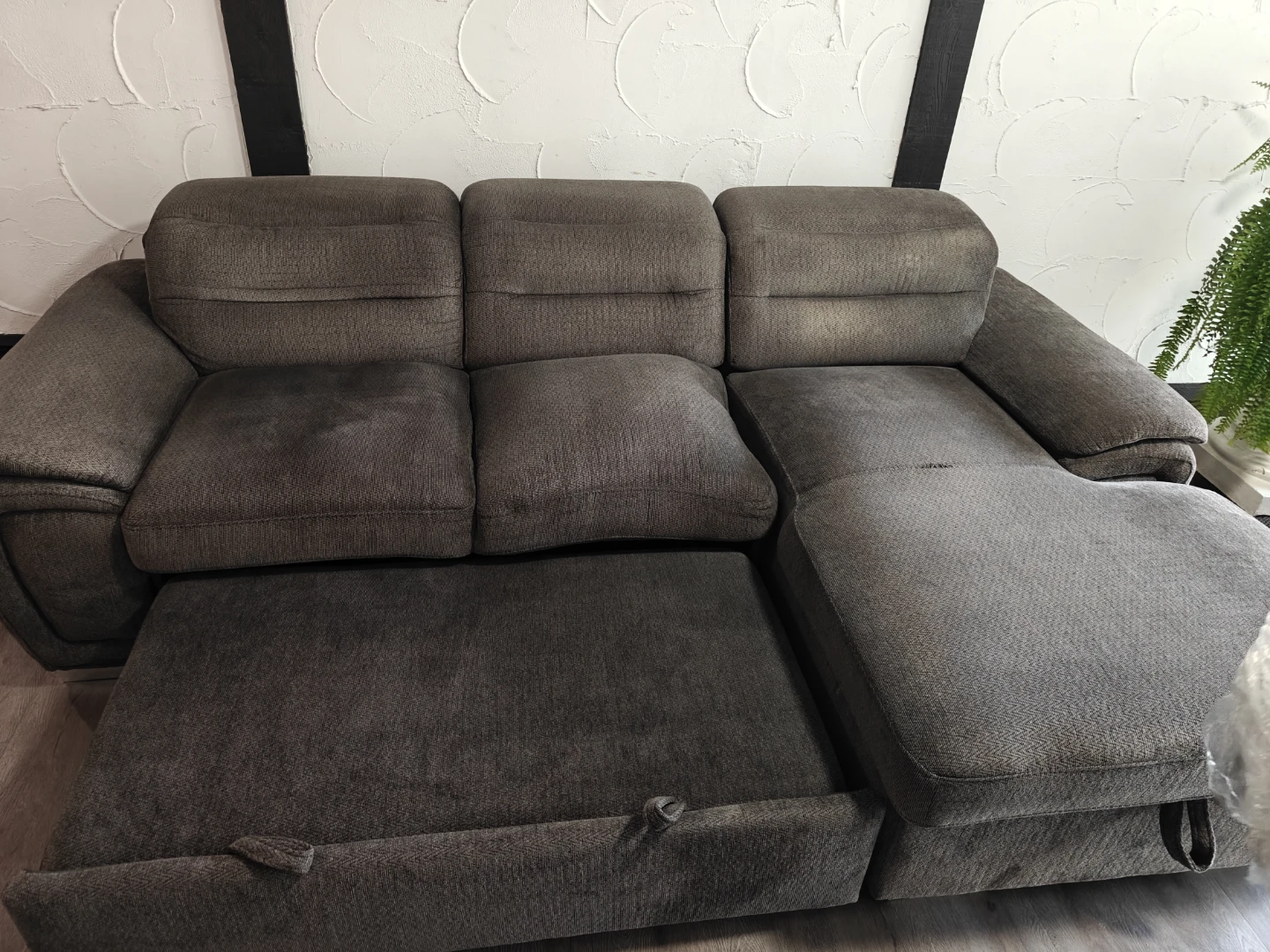 Grey Sectional Sofa with Storage Ottoman