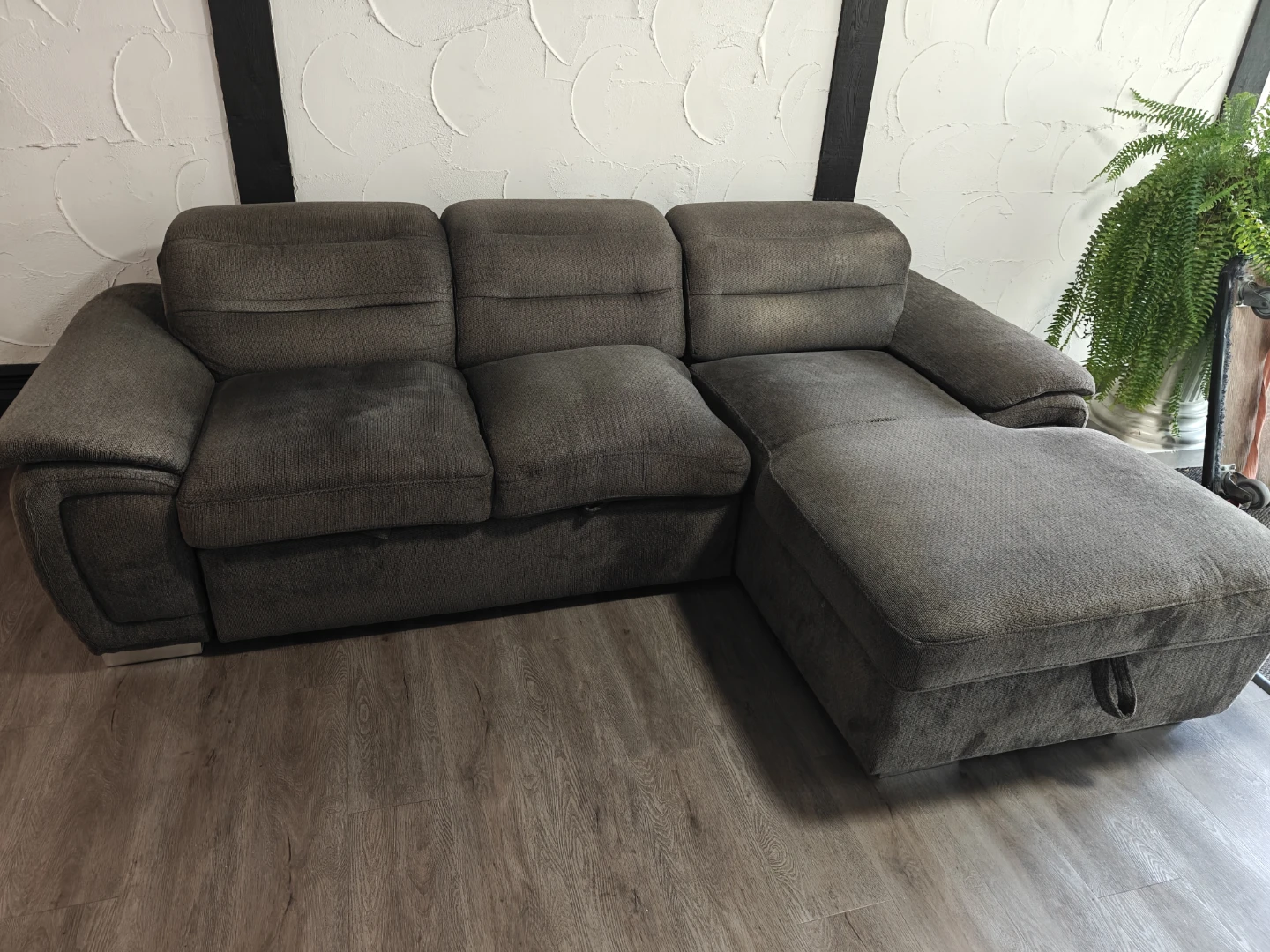 Grey Sectional Sofa with Storage Ottoman - photo 2