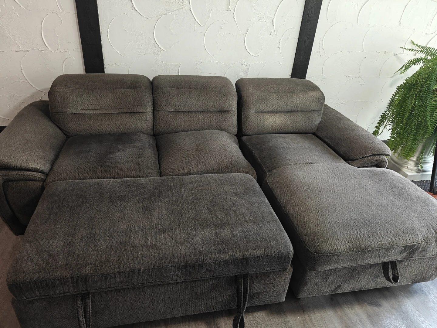 Grey Sectional Sofa with Storage Ottoman - photo 3