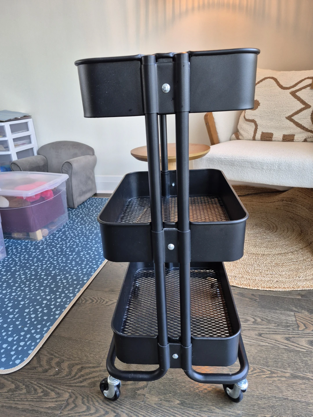 Black 3-Tier Rolling Storage Cart