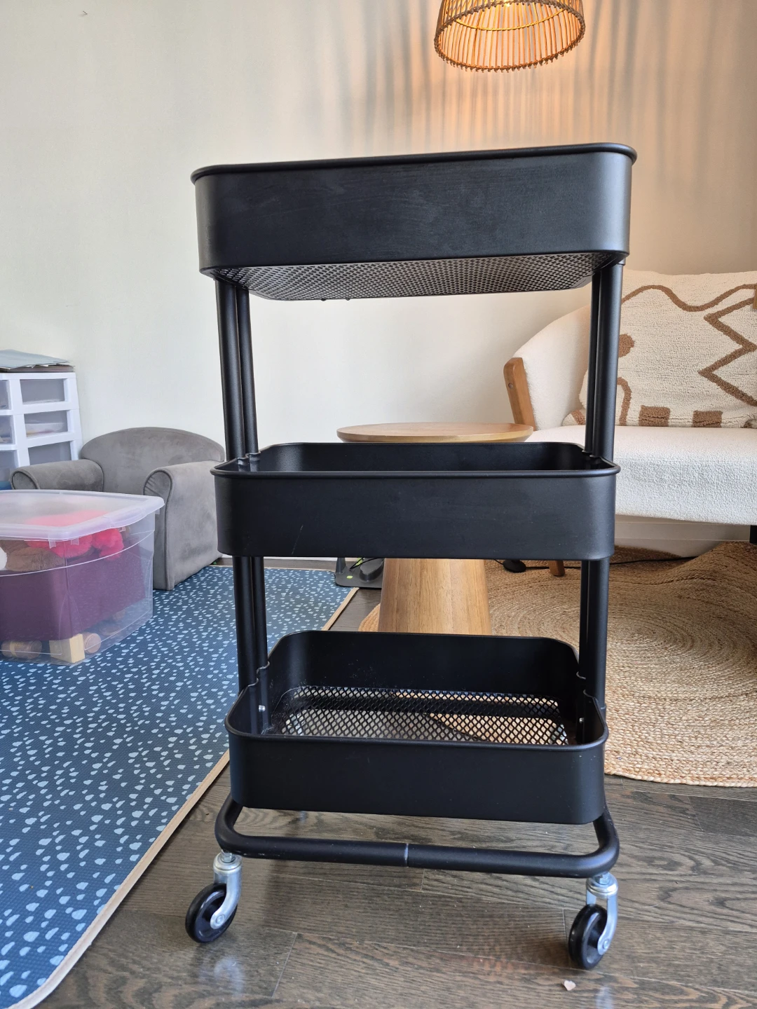 Black 3-Tier Rolling Storage Cart - photo 2
