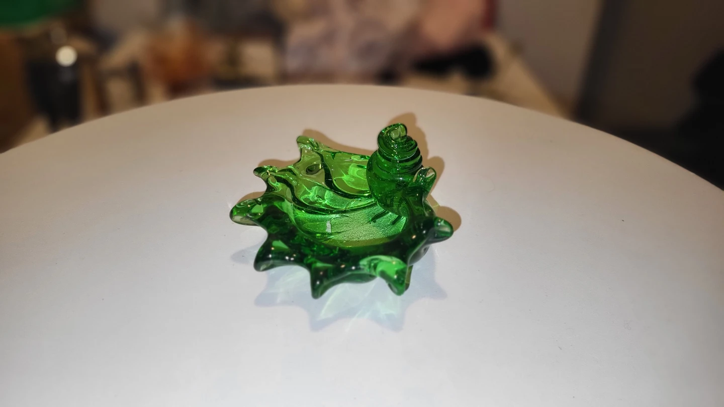 Green glass trinket dish