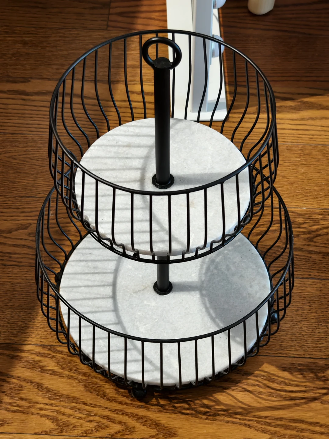 2-Tier Fruit Basket with Marble Trays