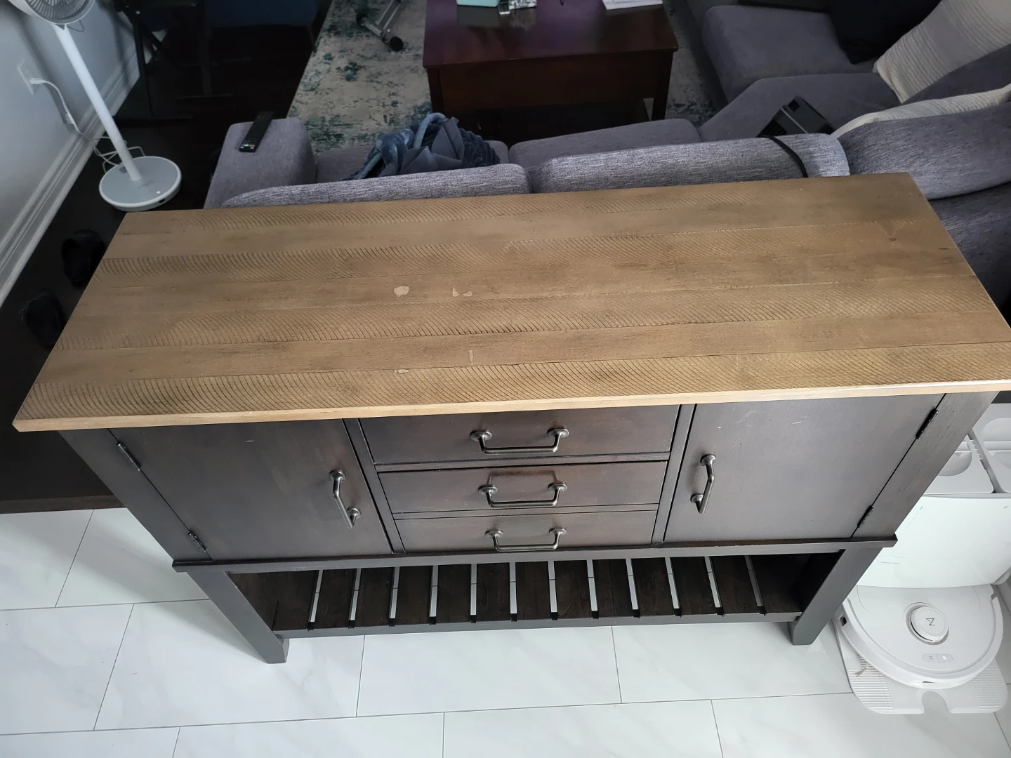Dark Wood Kitchen Island / Buffet with Light Wood Top - photo 5