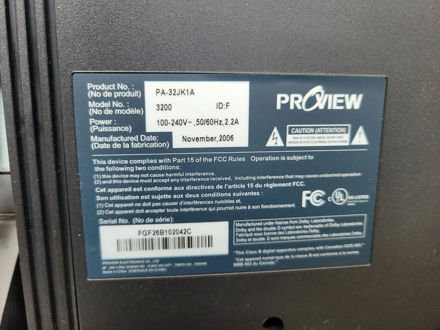 ProView PA-32JK1A 32" HD TV with Remote - photo 3