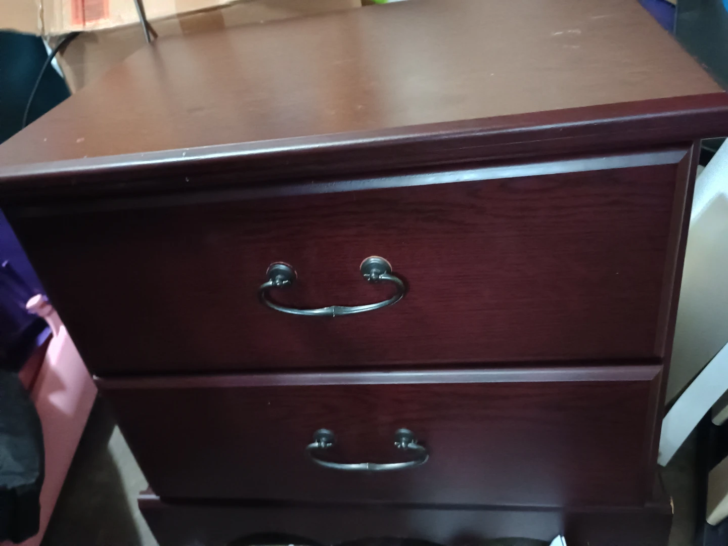 Dark Wood 2-Drawer Nightstand
