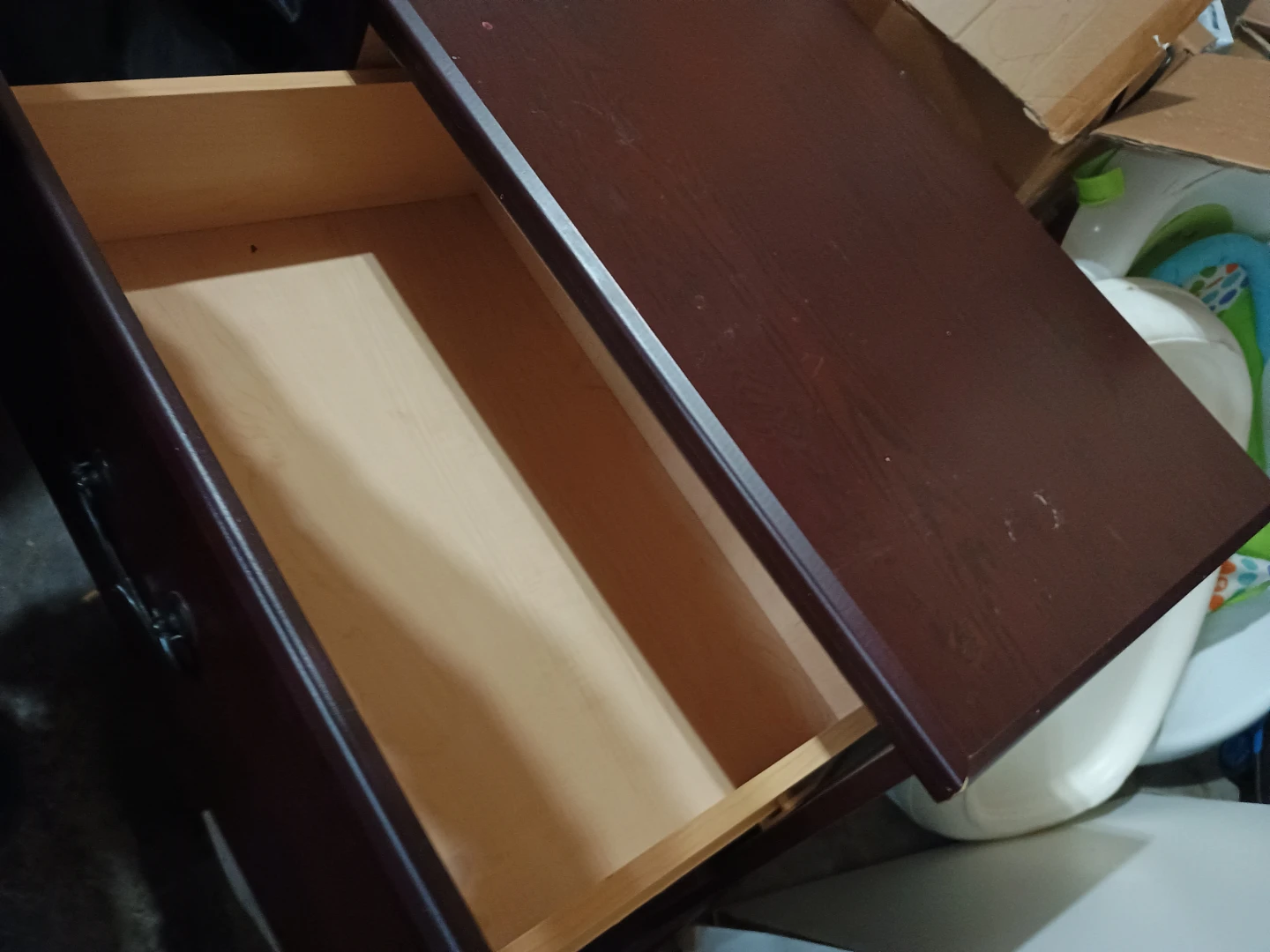 Dark Wood 2-Drawer Nightstand - photo 3