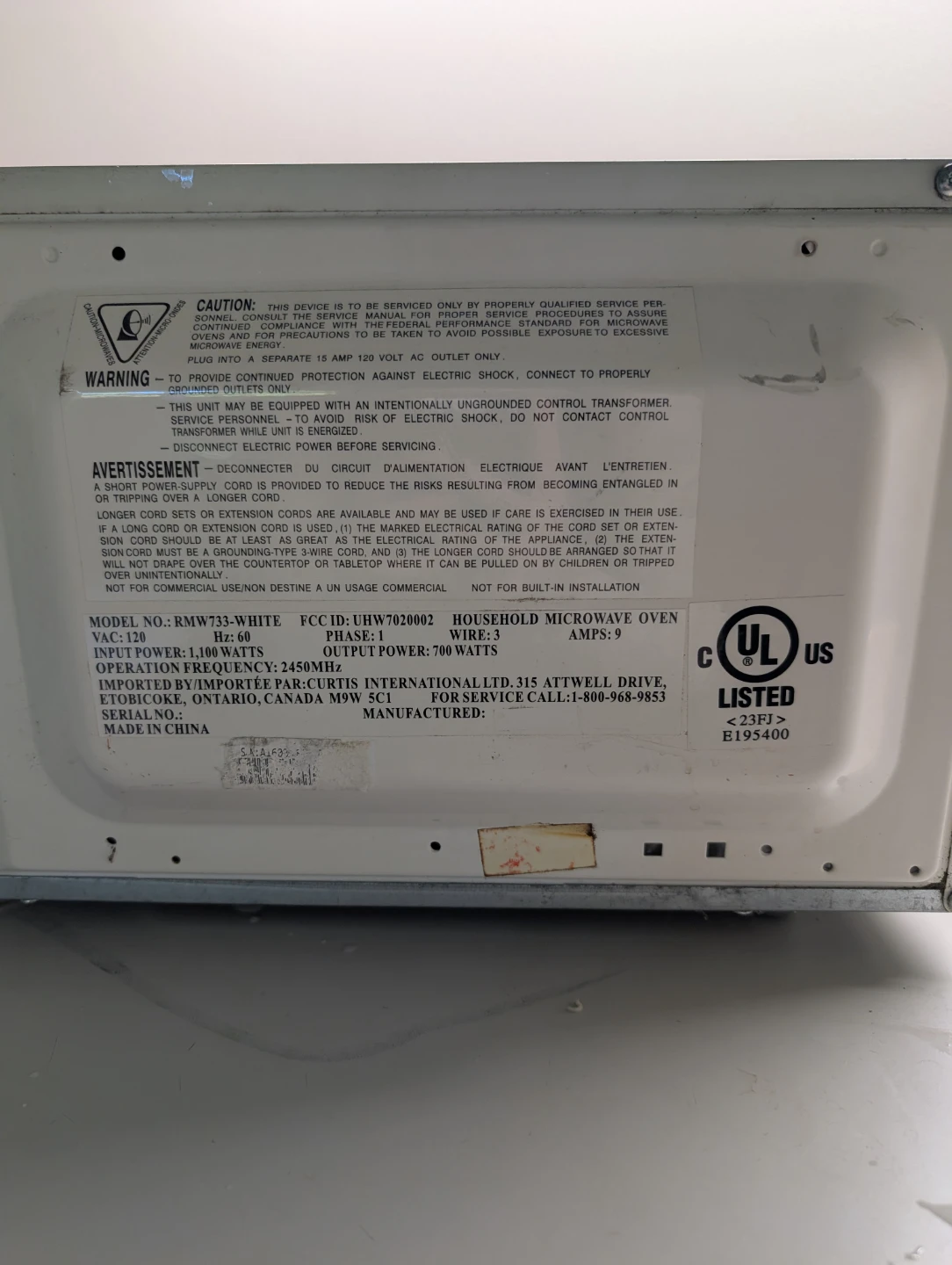 RCA Microwave RMW733 - photo 3