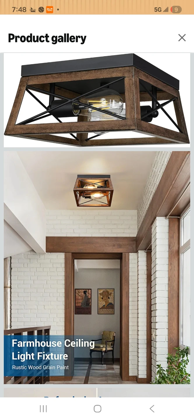 Farmhouse Ceiling Light Fixture - Rustic Wood Grain Paint, Brown - photo 4