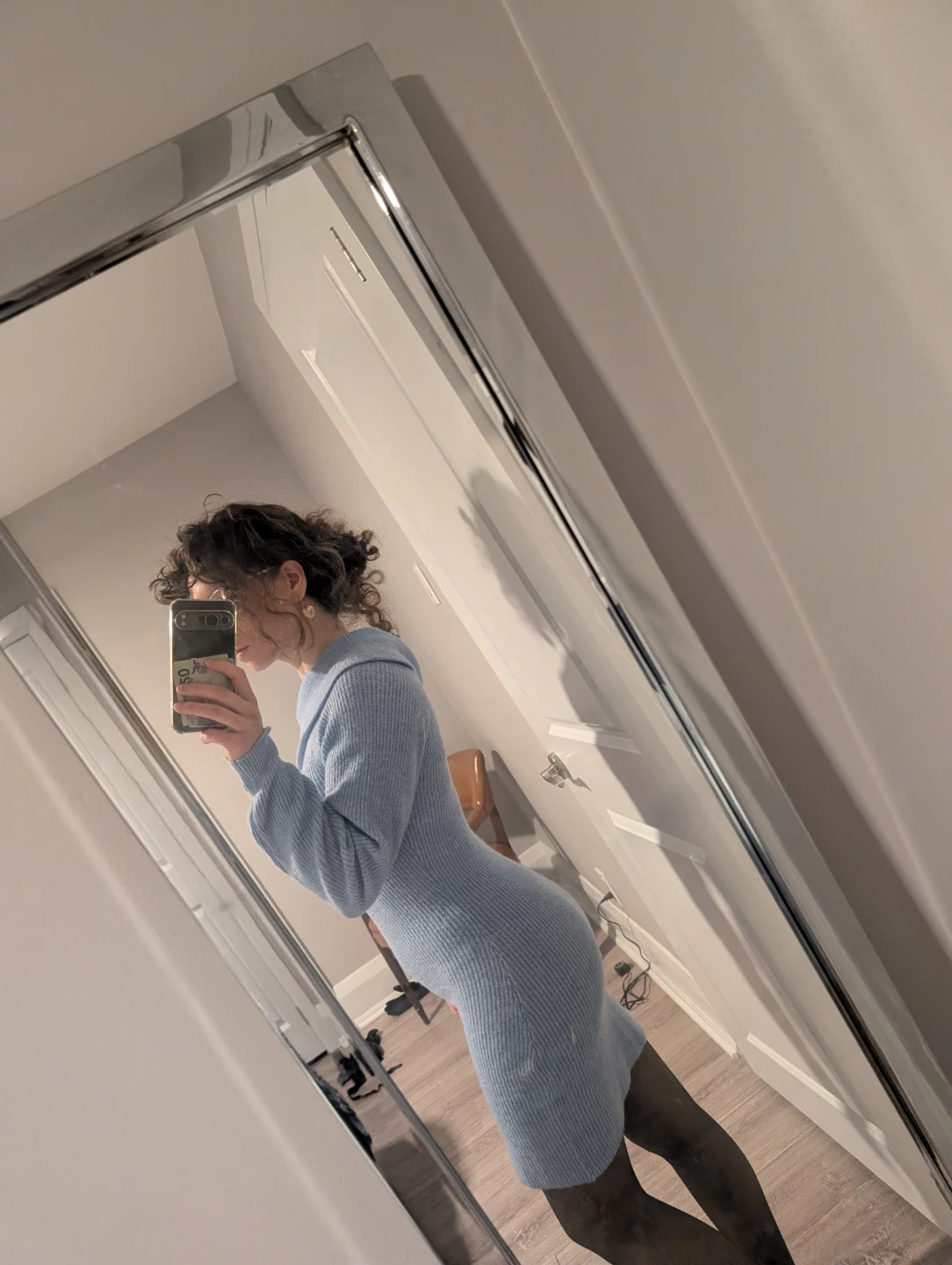 Light Blue Off-the-Shoulder Sweater Dress H&M - photo 2