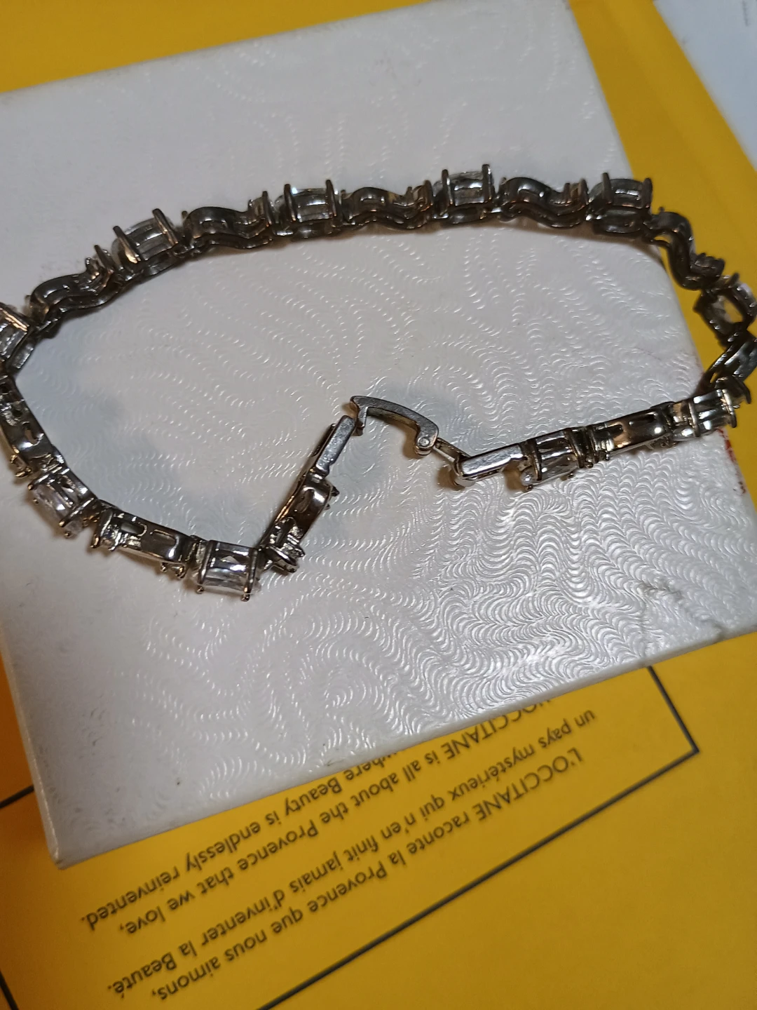 Silver Tone Bracelet with Clear Stones